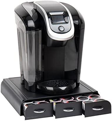 imageMind Reader Single Serve Coffee Pod Organizer with 3 Drawers 36 Pod Capacity Countertop 135L x 1225W x 25H RedBlack