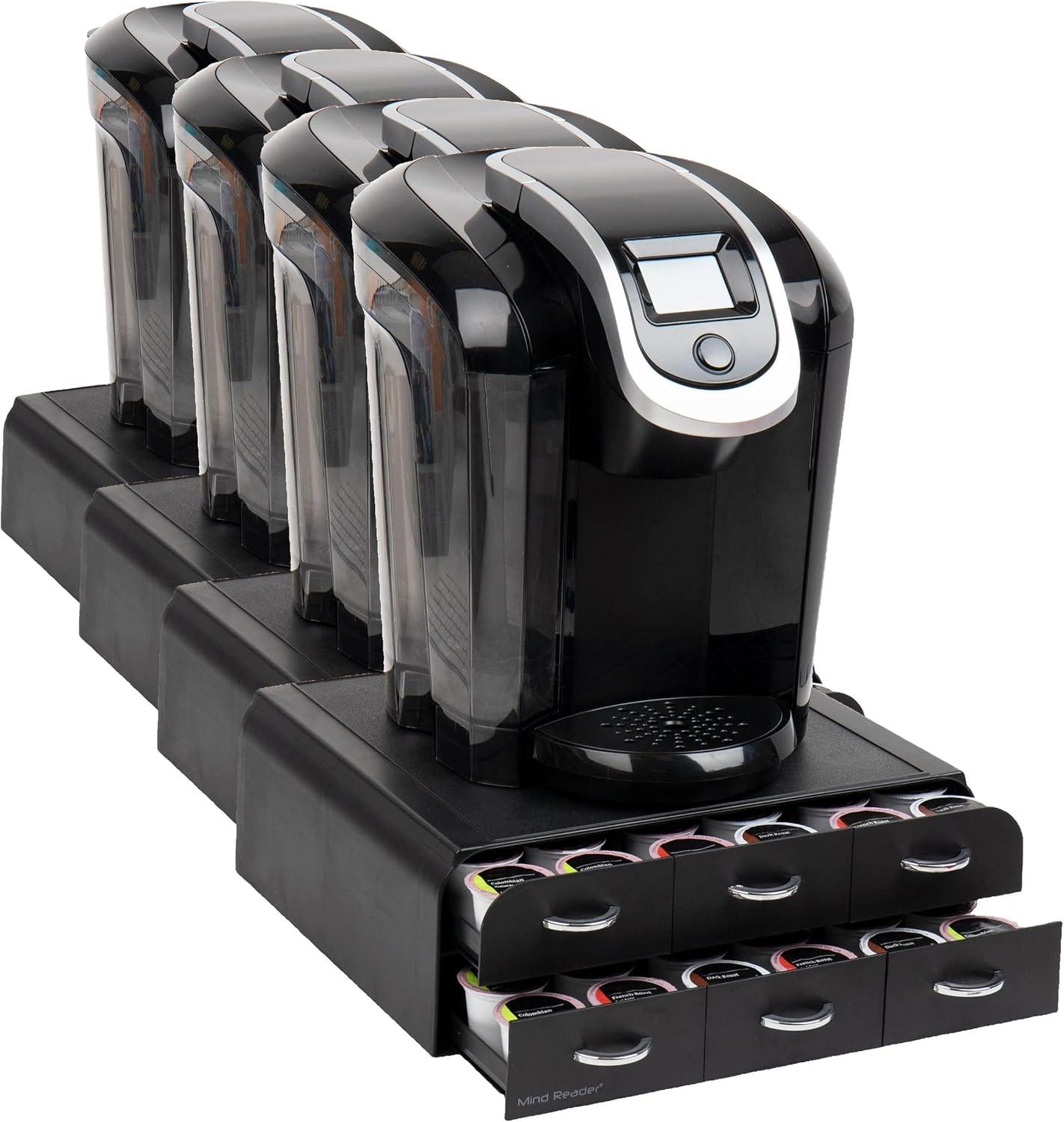 imageMind Reader Single Serve Coffee Pod Organizer with 3 Drawers 36 Pod Capacity Countertop 135L x 1225W x 25H RedBlack