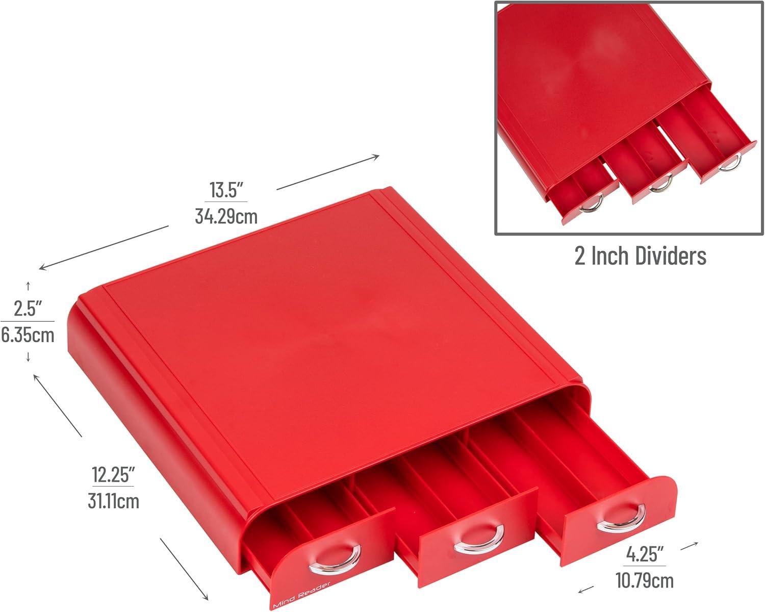 imageMind Reader Single Serve Coffee Pod Organizer with 3 Drawers 36 Pod Capacity Countertop 135L x 1225W x 25H RedRed