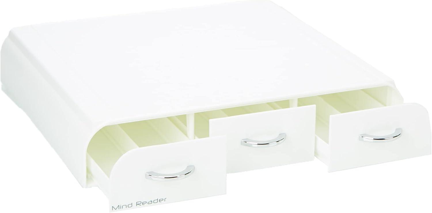 imageMind Reader Single Serve Coffee Pod Organizer with 3 Drawers 36 Pod Capacity Countertop 135L x 1225W x 25H RedWhite