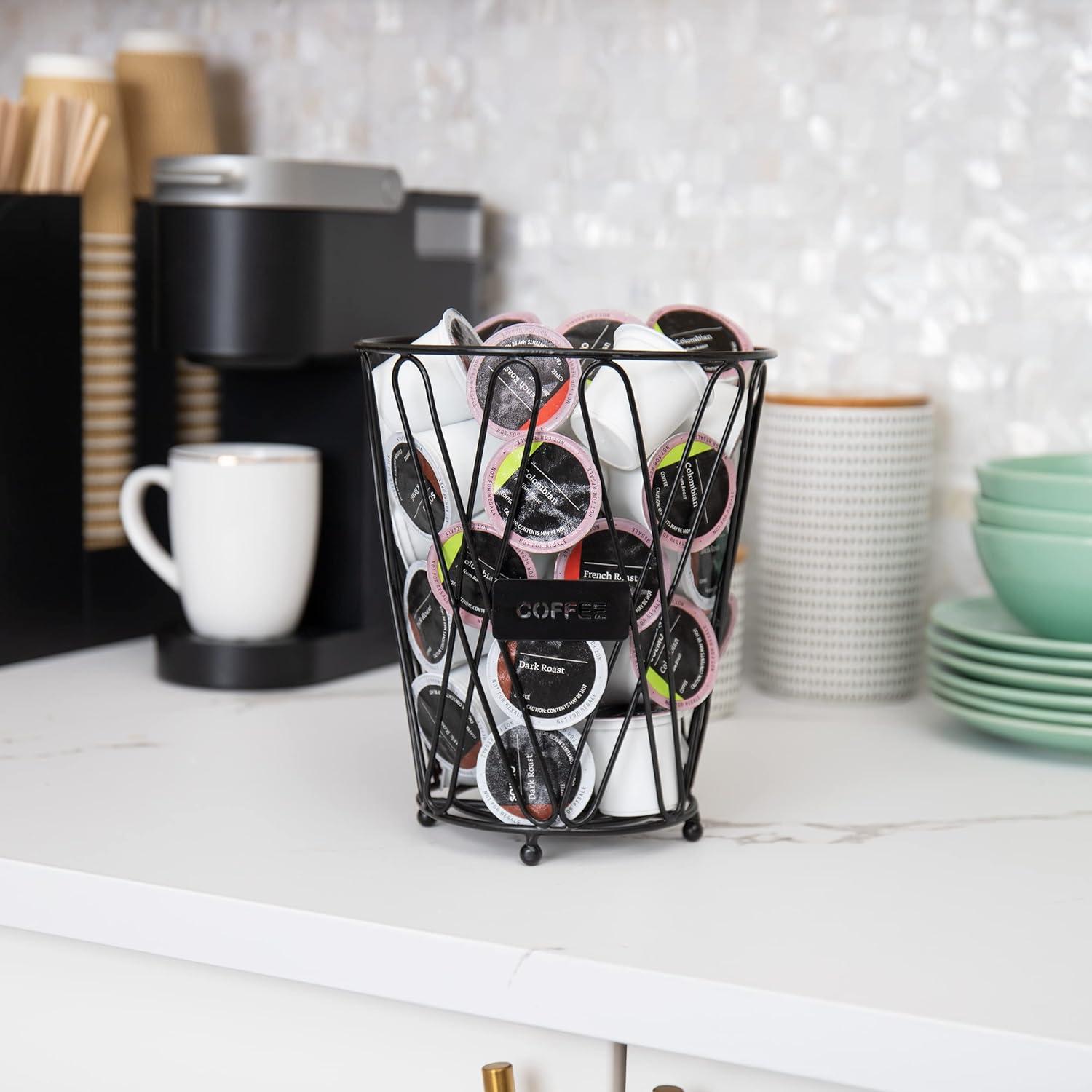imageMind Reader Single Serve Coffee Pod Storage 30 Coffee Pod Capacity Countertop Organizer Metal 7 L x 7 W x 85 H Black