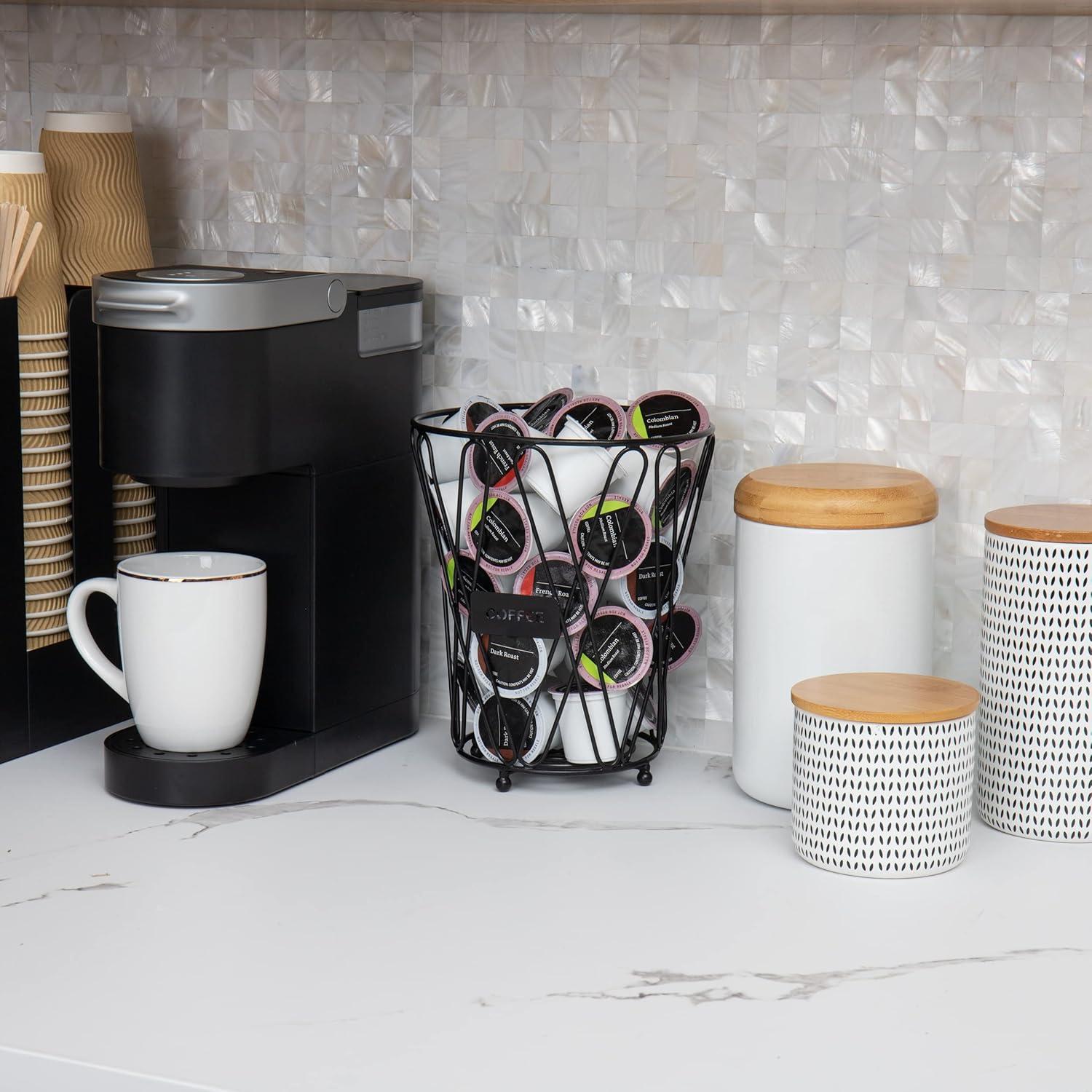 imageMind Reader Single Serve Coffee Pod Storage 30 Coffee Pod Capacity Countertop Organizer Metal 7 L x 7 W x 85 H Black