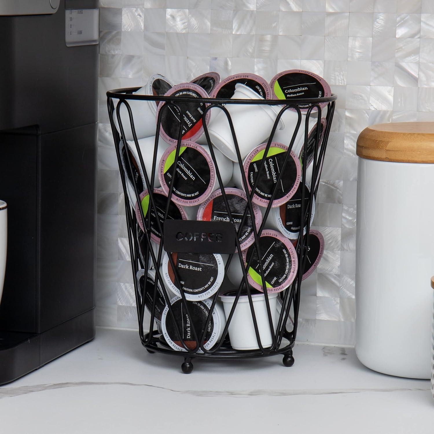 imageMind Reader Single Serve Coffee Pod Storage 30 Coffee Pod Capacity Countertop Organizer Metal 7 L x 7 W x 85 H Black