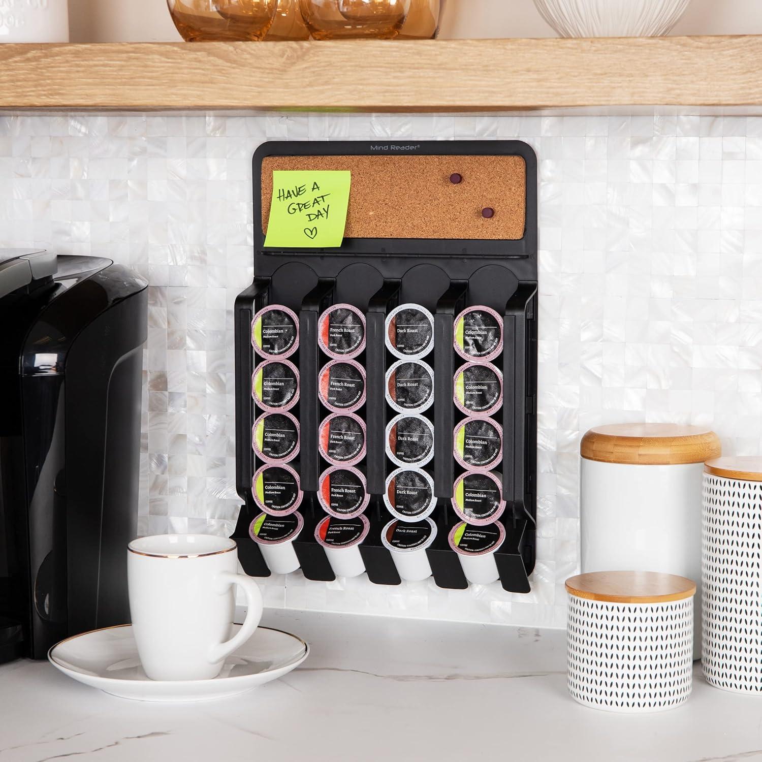 imageMind Reader Single Serve Pod Organizer Wall Mount 20 Pod Capacity Magnetic or Adhesive 1075L x 155W x 25H Black20 Pod Capacity Pack of 4