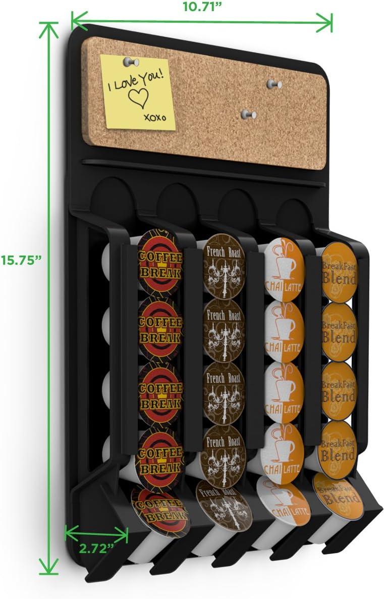imageMind Reader Single Serve Pod Organizer Wall Mount 20 Pod Capacity Magnetic or Adhesive 1075L x 155W x 25H Black20 Pod Capacity Pack of 4
