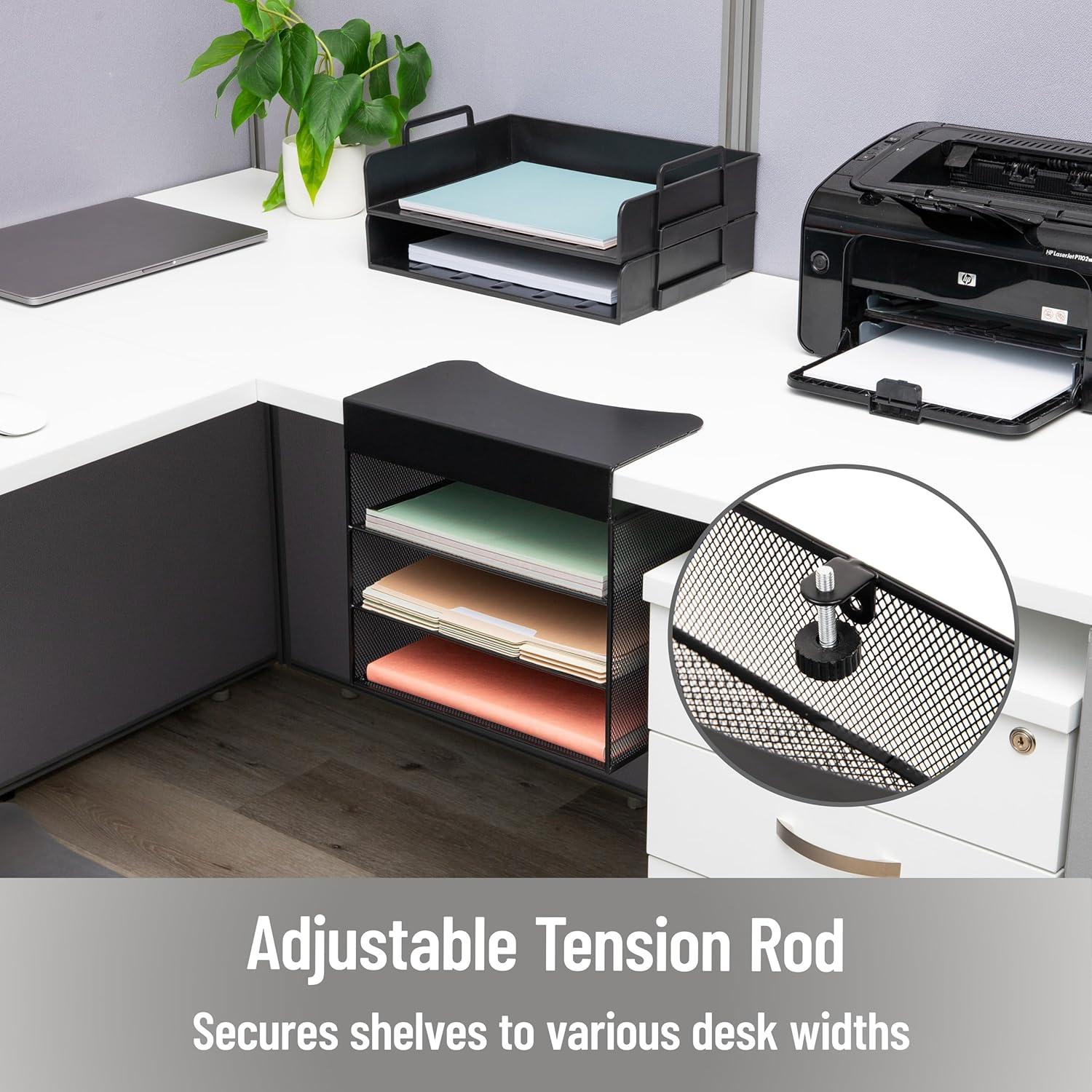 imageMind Reader SlideOn Under Desk File Organizer No Tools Required Hanging Storage for Laptops Folders and Notebooks Metal BlackHorizontal