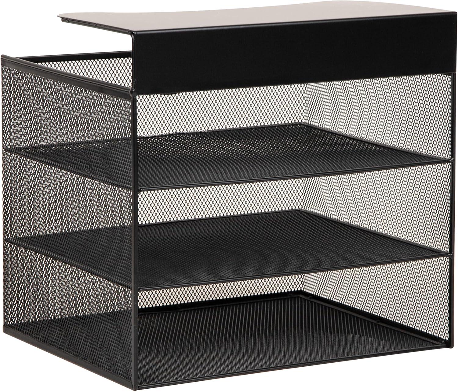 imageMind Reader SlideOn Under Desk File Organizer No Tools Required Hanging Storage for Laptops Folders and Notebooks Metal BlackHorizontal