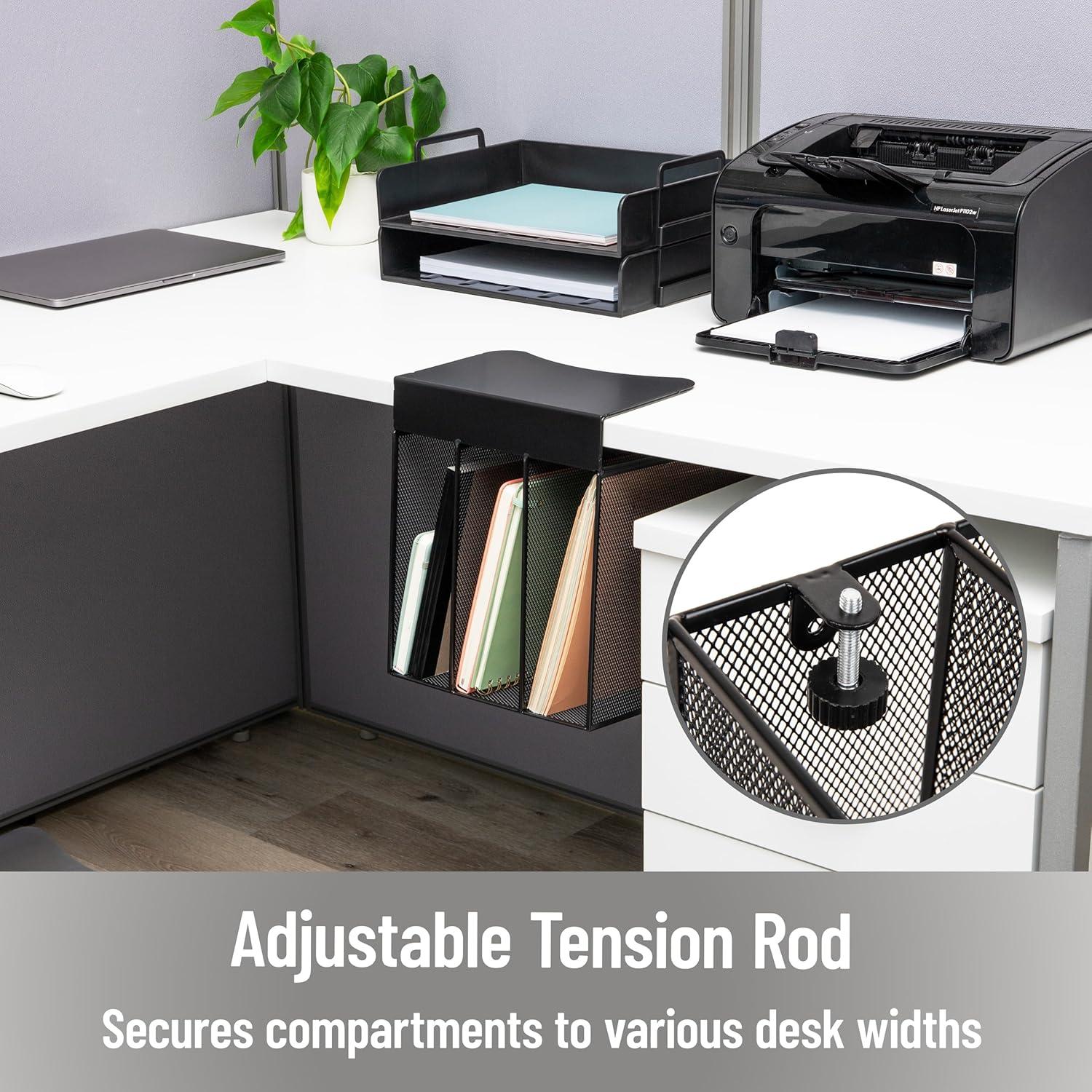 imageMind Reader SlideOn Under Desk File Organizer No Tools Required Hanging Storage for Laptops Folders and Notebooks Metal BlackVertical