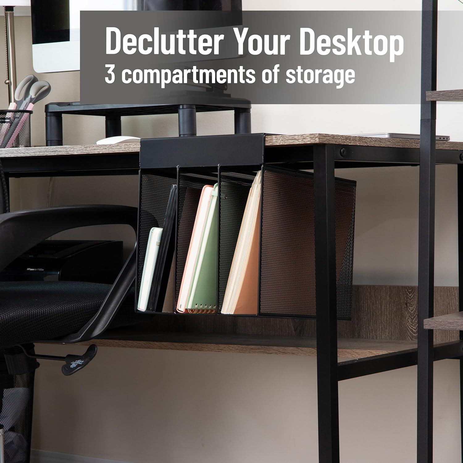 imageMind Reader SlideOn Under Desk File Organizer No Tools Required Hanging Storage for Laptops Folders and Notebooks Metal BlackVertical