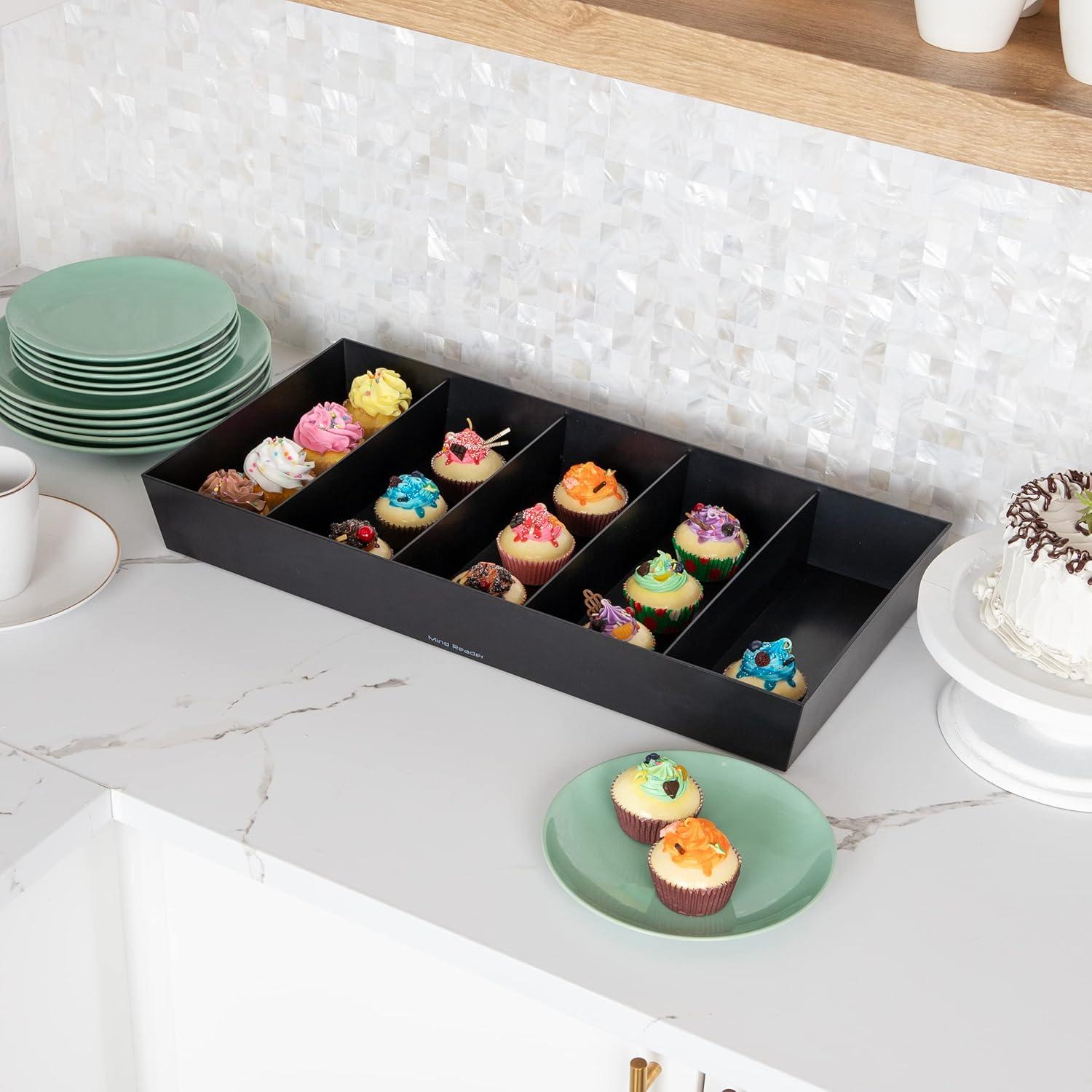 imageMind Reader Snack Tray Countertop Organizer Snack Tray Pantry Breakroom Kitchen 24L x 12W x 325H BlackBlack