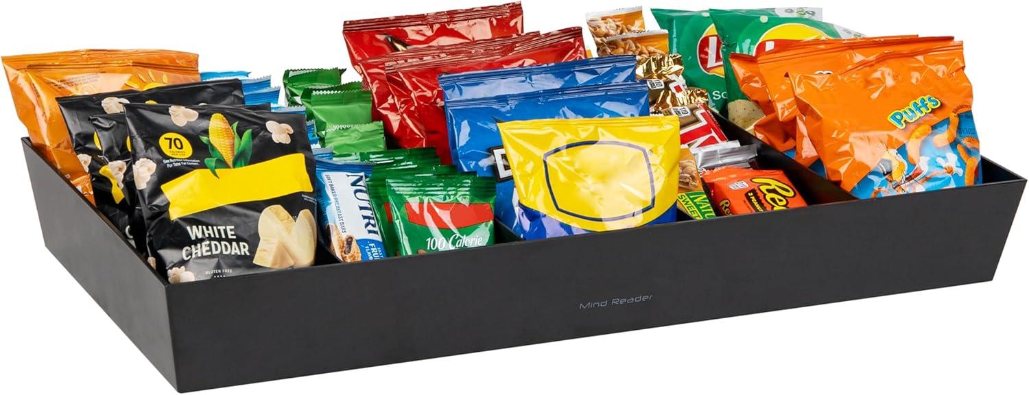 imageMind Reader Snack Tray Countertop Organizer Snack Tray Pantry Breakroom Kitchen 24L x 12W x 325H BlackBlack