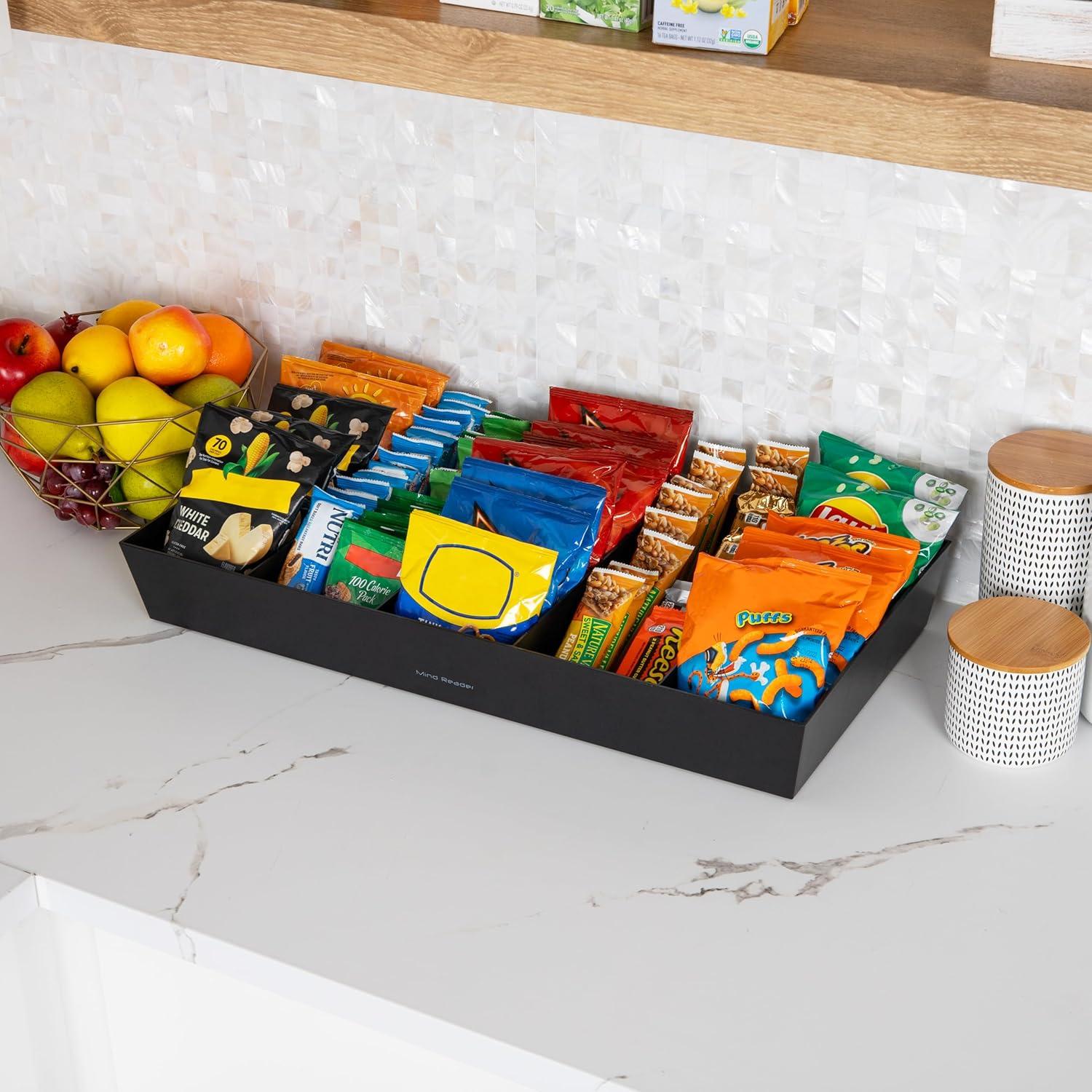 imageMind Reader Snack Tray Countertop Organizer Snack Tray Pantry Breakroom Kitchen 24L x 12W x 325H BlackBlack