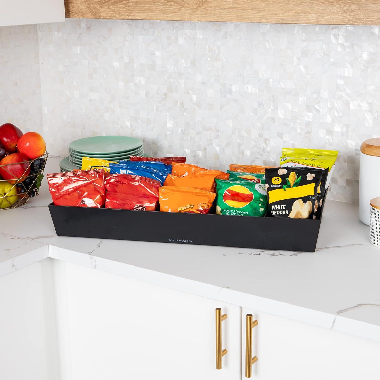 imageMind Reader Snack Tray Countertop Organizer Snack Tray Pantry Breakroom Kitchen 24L x 12W x 325H BlackBlack