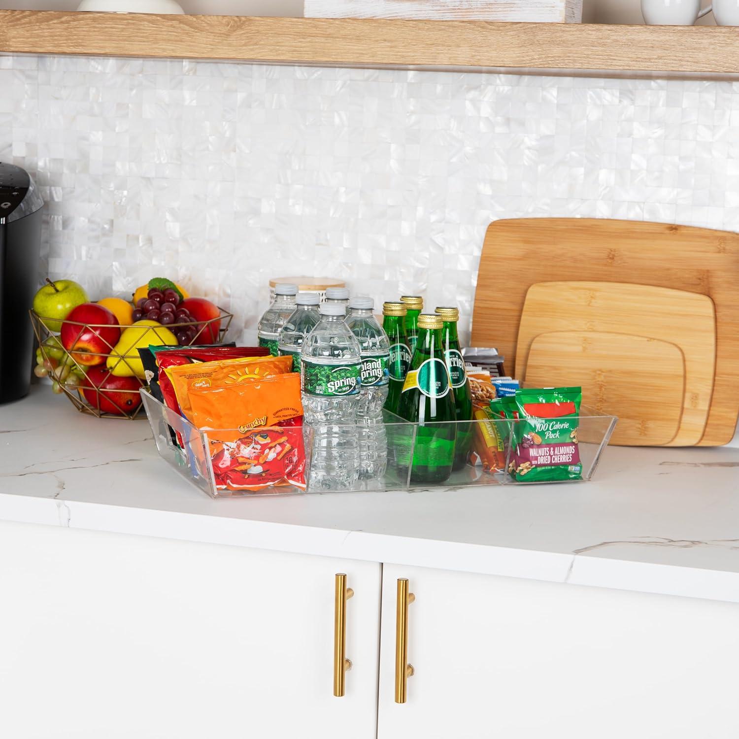 imageMind Reader Snack Tray Countertop Organizer Snack Tray Pantry Breakroom Kitchen 24L x 12W x 325H BlackClear