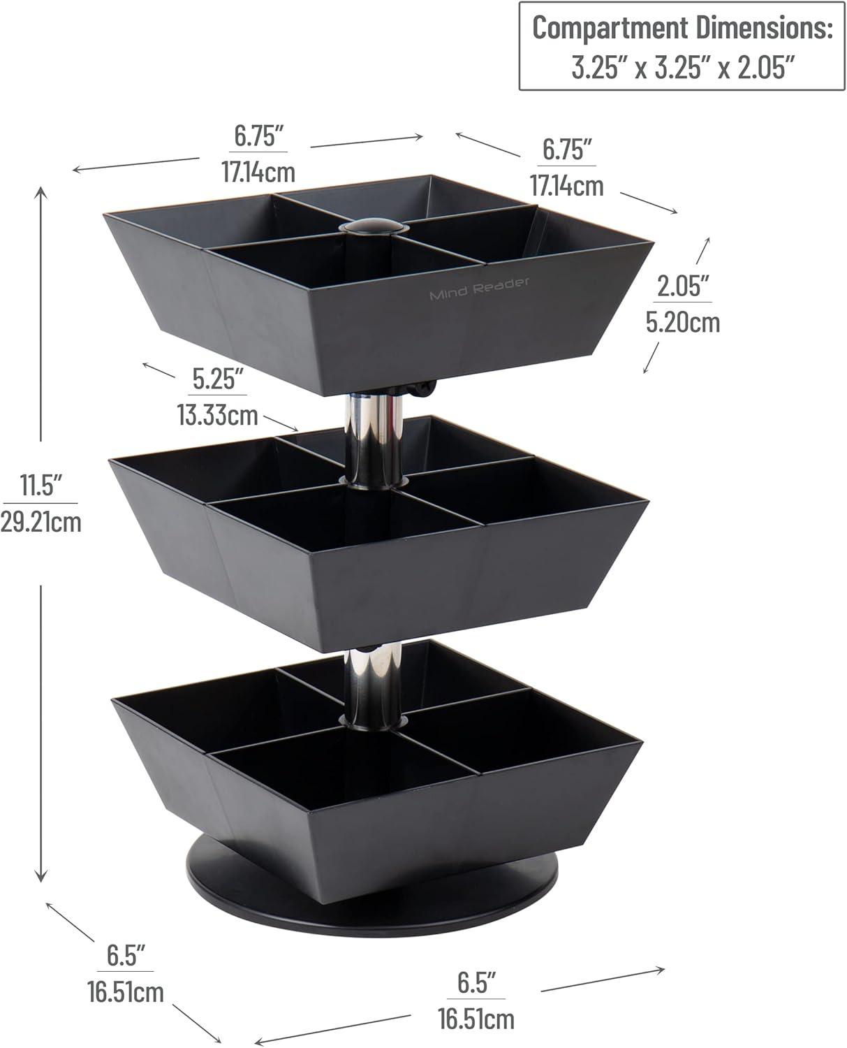 imageMind Reader Tea Bag Carousel Tea Station Organizer Countertop Storage Tea Stand Kitchen 675L x 675W x 115H BlackBlack