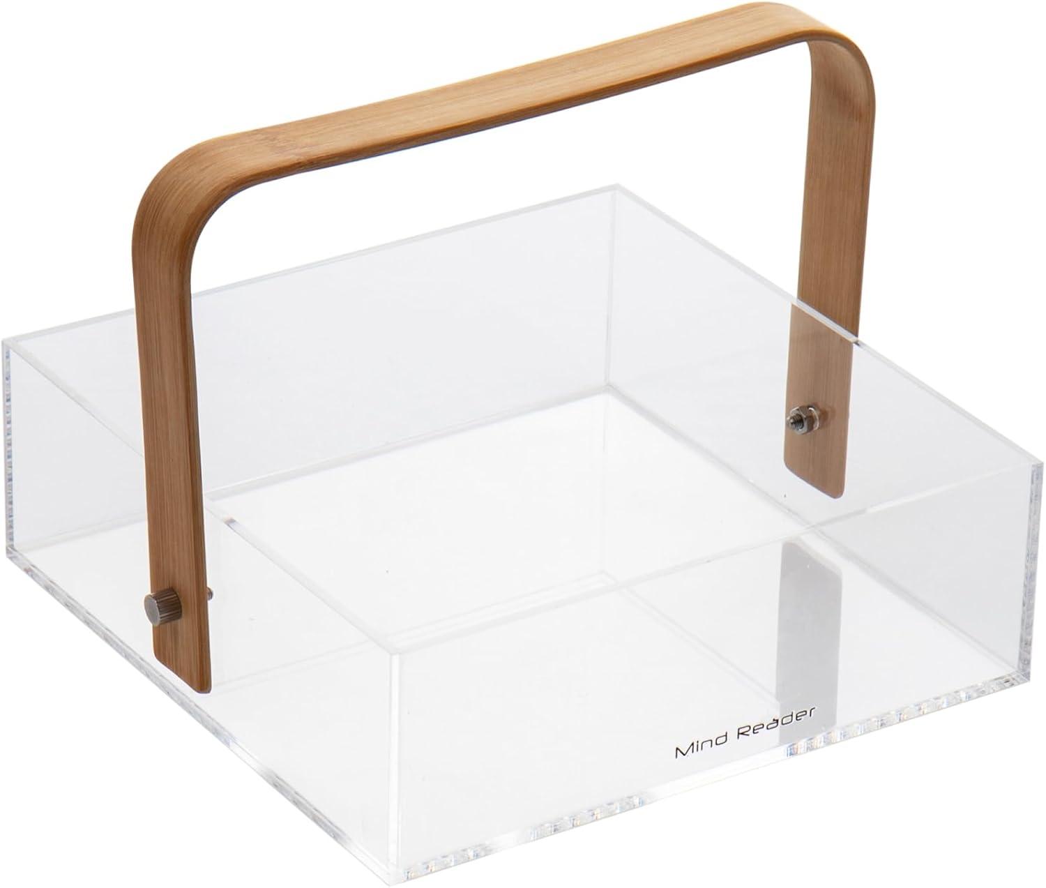 imageMind Reader Tea Bag Organizer Tea Station Countertop Caddy Rayon from Bamboo and Acrylic 1175L x 6W x 6H BrownNakin Holder