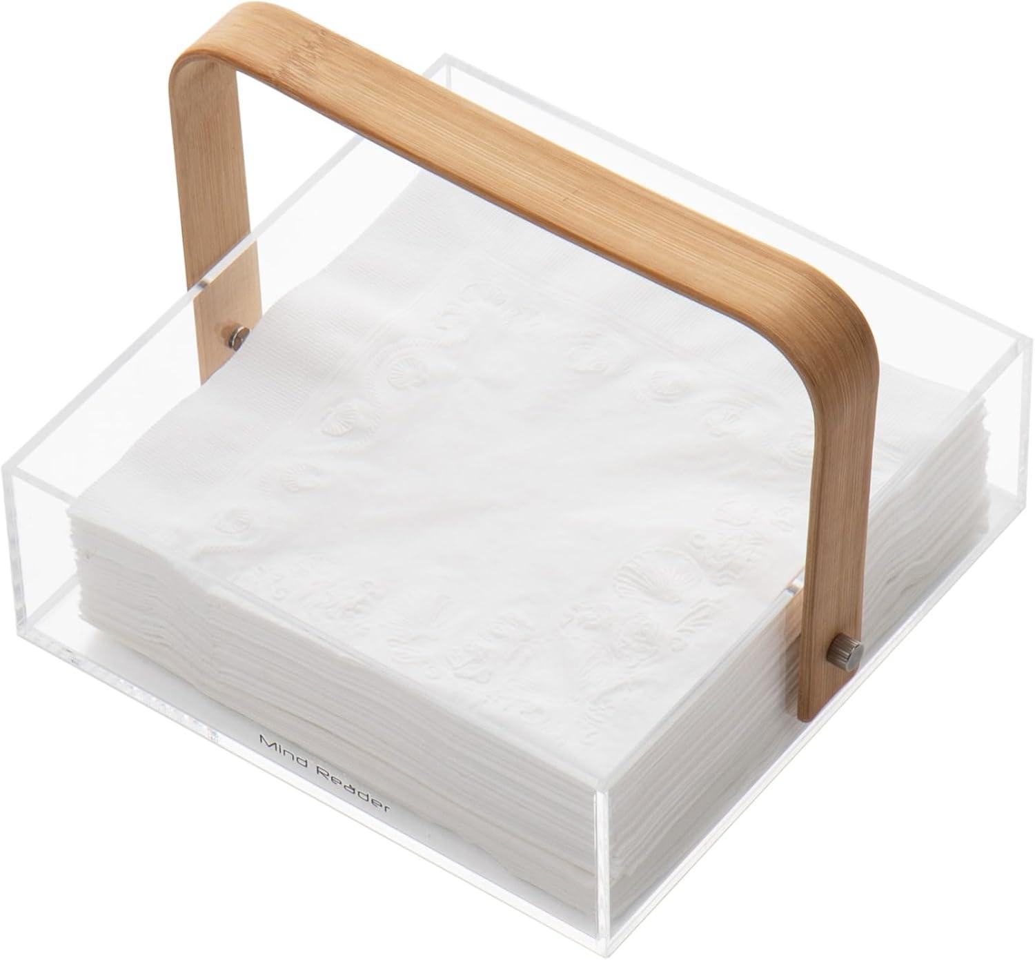 imageMind Reader Tea Bag Organizer Tea Station Countertop Caddy Rayon from Bamboo and Acrylic 1175L x 6W x 6H BrownNakin Holder