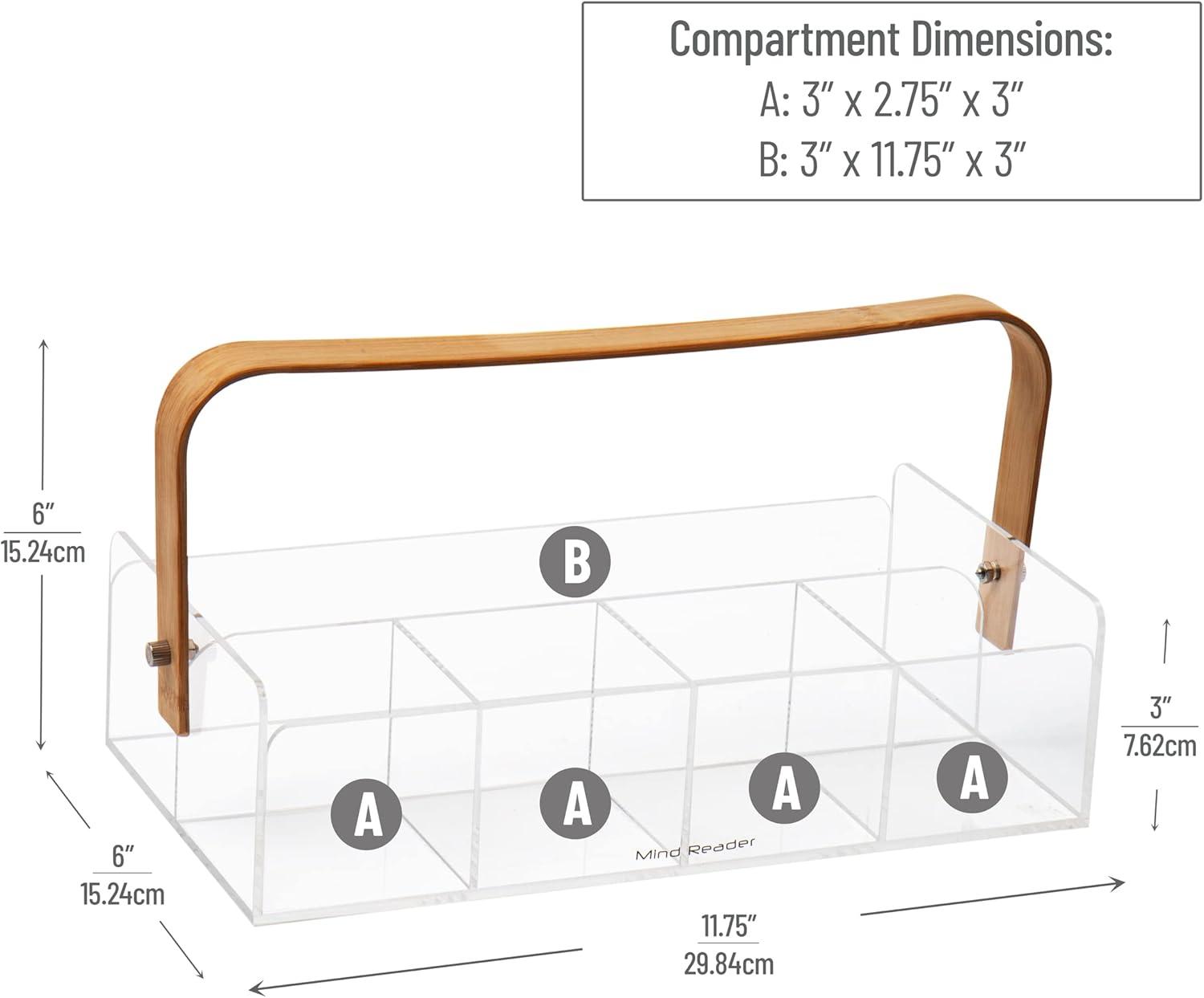 imageMind Reader Tea Bag Organizer Tea Station Countertop Caddy Rayon from Bamboo and Acrylic 1175L x 6W x 6H BrownTea Bag Basket