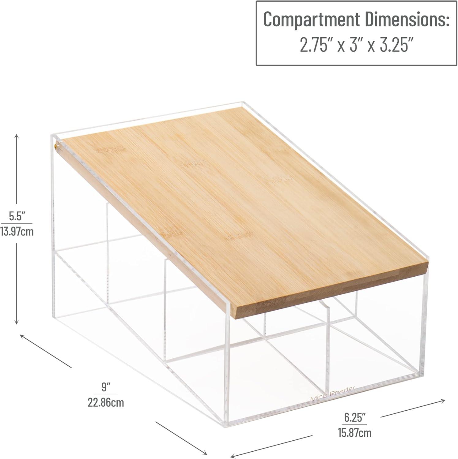 imageMind Reader Tea Bag Organizer Tea Station Countertop Caddy Rayon from Bamboo and Acrylic 1175L x 6W x 6H BrownTea Bag Caddy