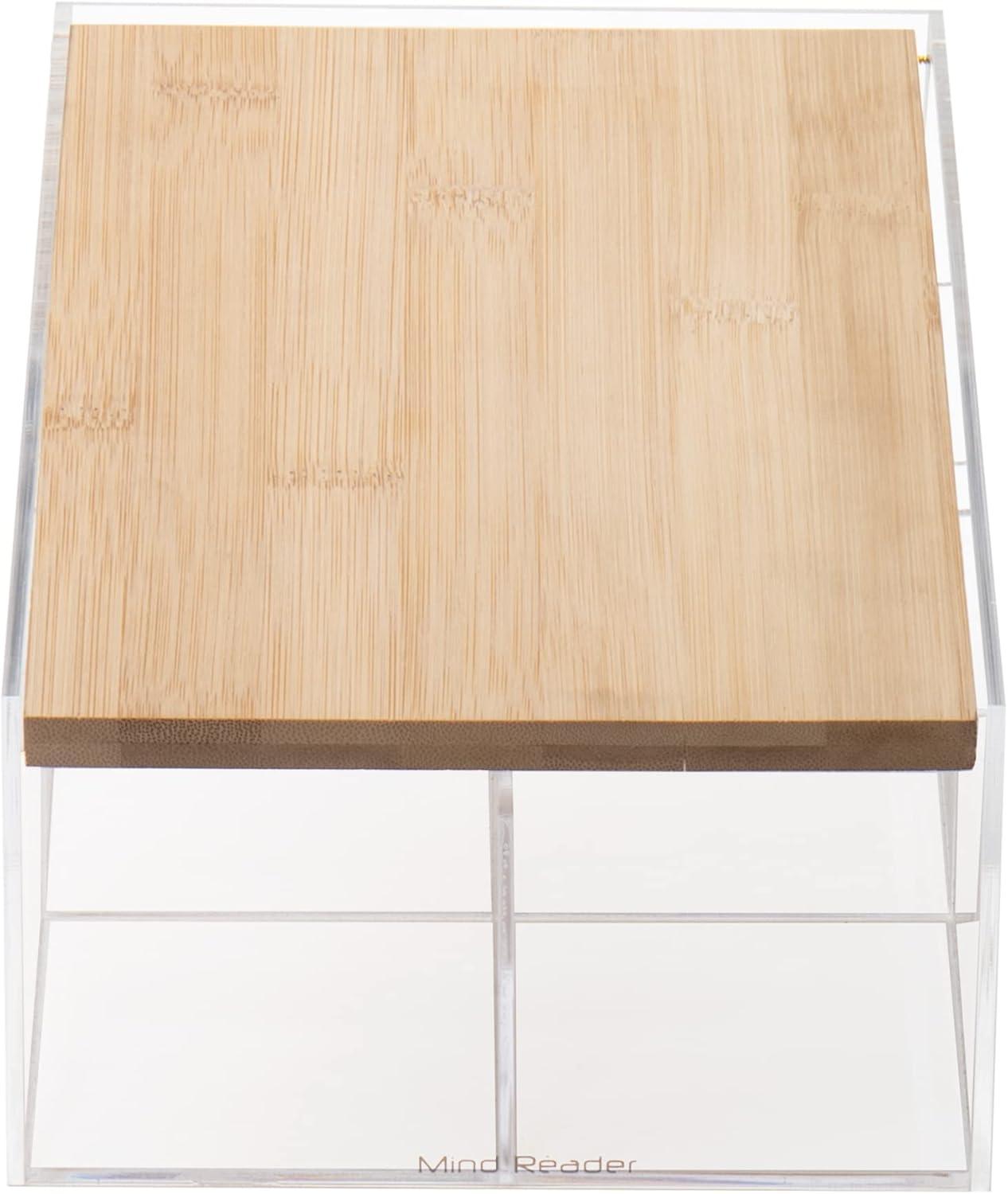 imageMind Reader Tea Bag Organizer Tea Station Countertop Caddy Rayon from Bamboo and Acrylic 1175L x 6W x 6H BrownTea Bag Caddy