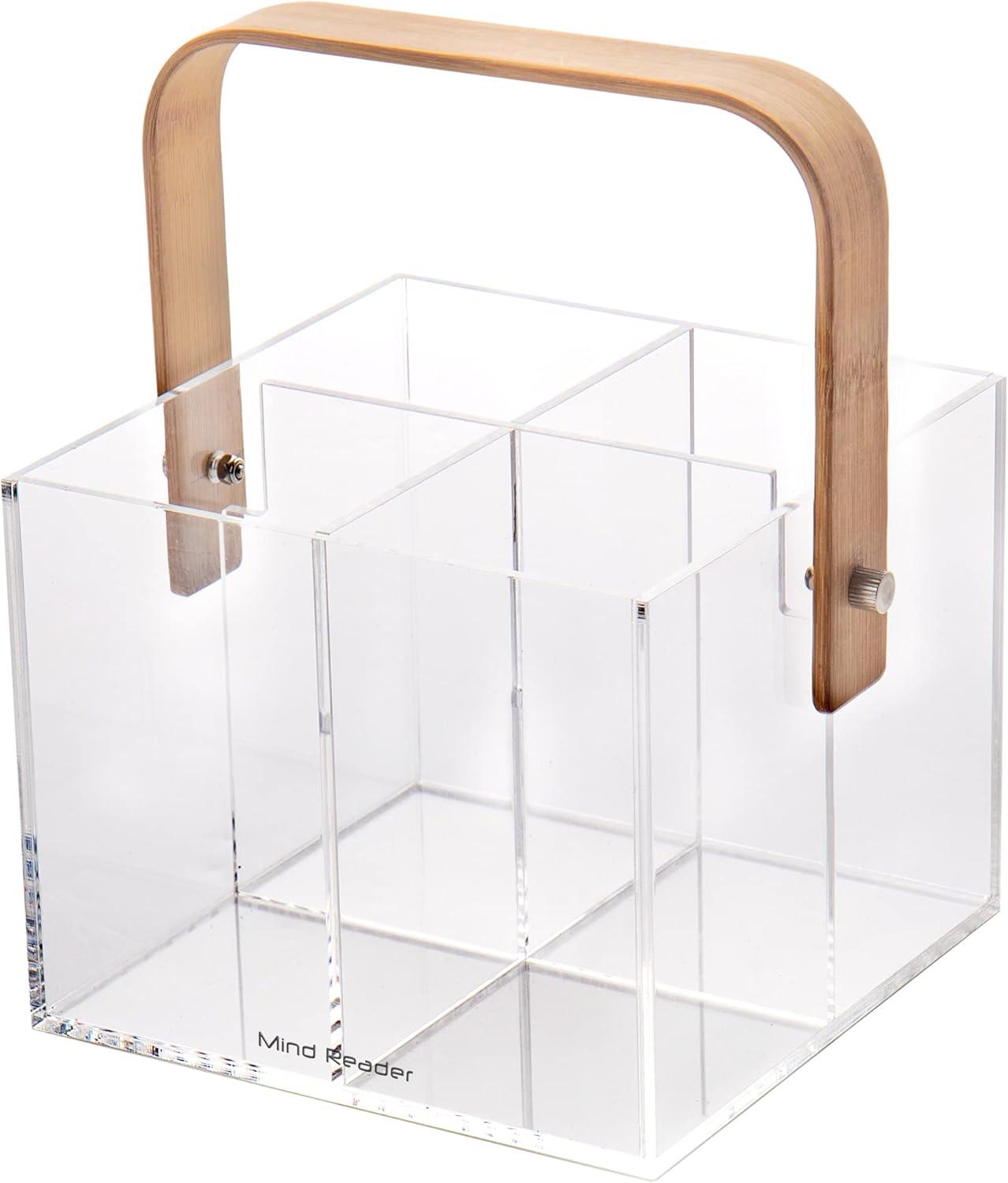 imageMind Reader Tea Bag Organizer Tea Station Countertop Caddy Rayon from Bamboo and Acrylic 1175L x 6W x 6H BrownUtensil Caddy