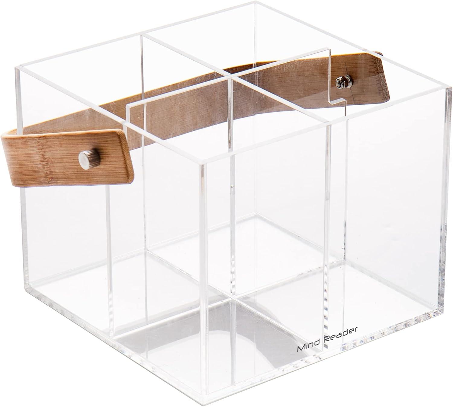 imageMind Reader Tea Bag Organizer Tea Station Countertop Caddy Rayon from Bamboo and Acrylic 1175L x 6W x 6H BrownUtensil Caddy