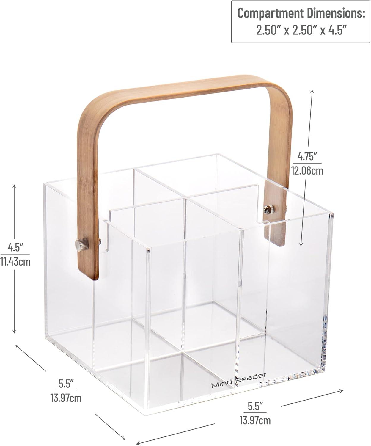 imageMind Reader Tea Bag Organizer Tea Station Countertop Caddy Rayon from Bamboo and Acrylic 1175L x 6W x 6H BrownUtensil Caddy
