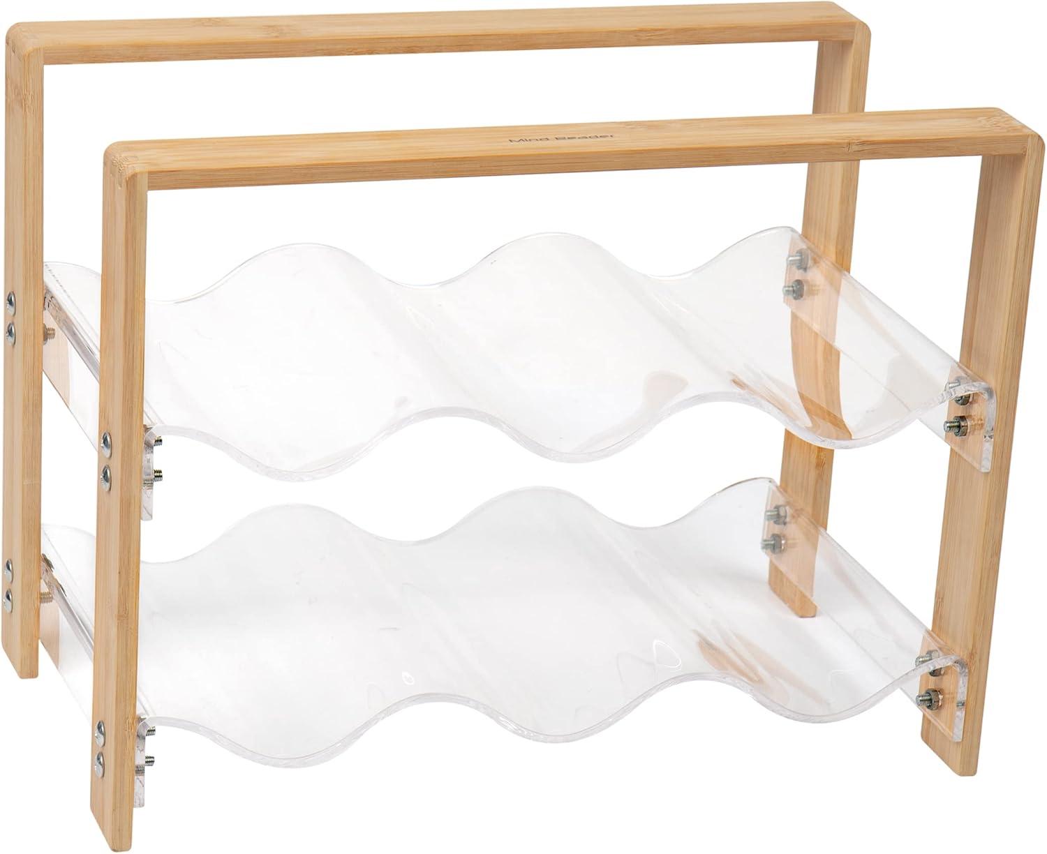 imageMind Reader Tea Bag Organizer Tea Station Countertop Caddy Rayon from Bamboo and Acrylic 1175L x 6W x 6H BrownWine Rack