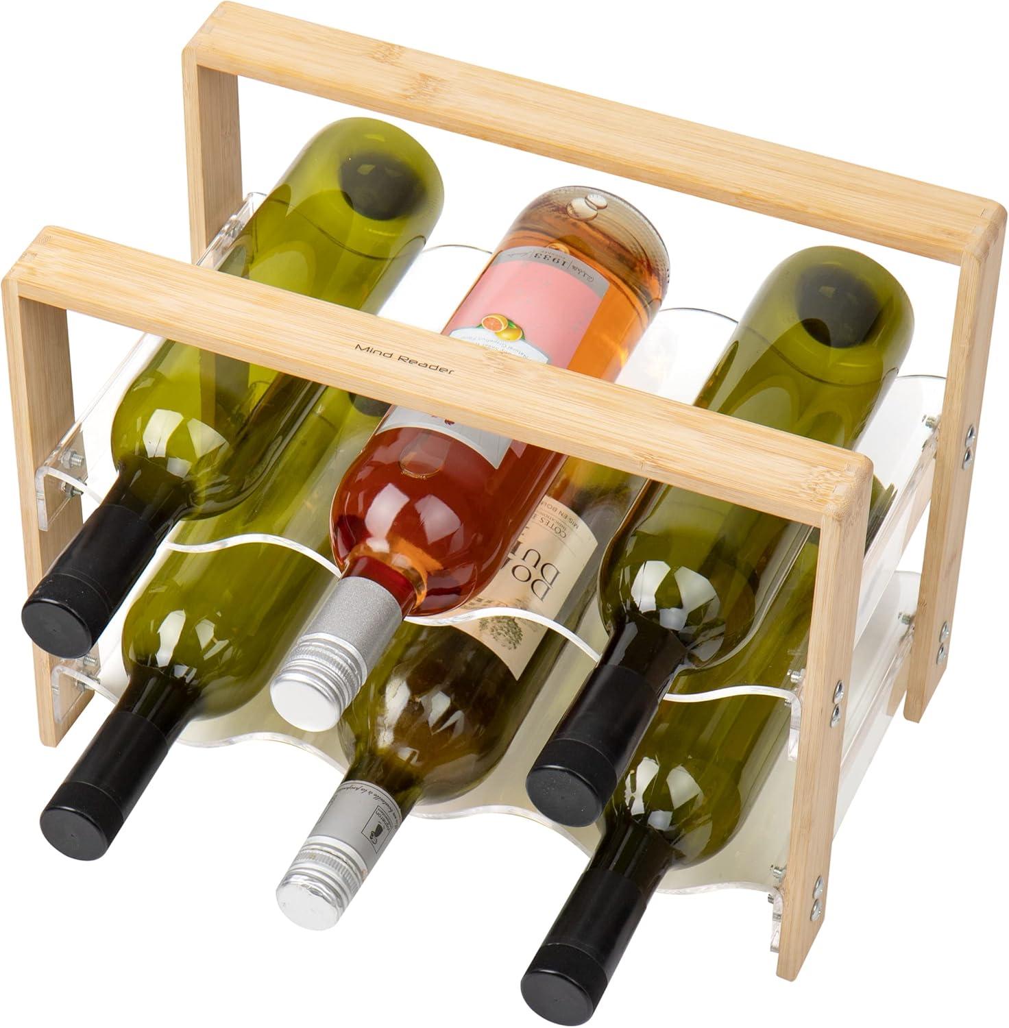 imageMind Reader Tea Bag Organizer Tea Station Countertop Caddy Rayon from Bamboo and Acrylic 1175L x 6W x 6H BrownWine Rack