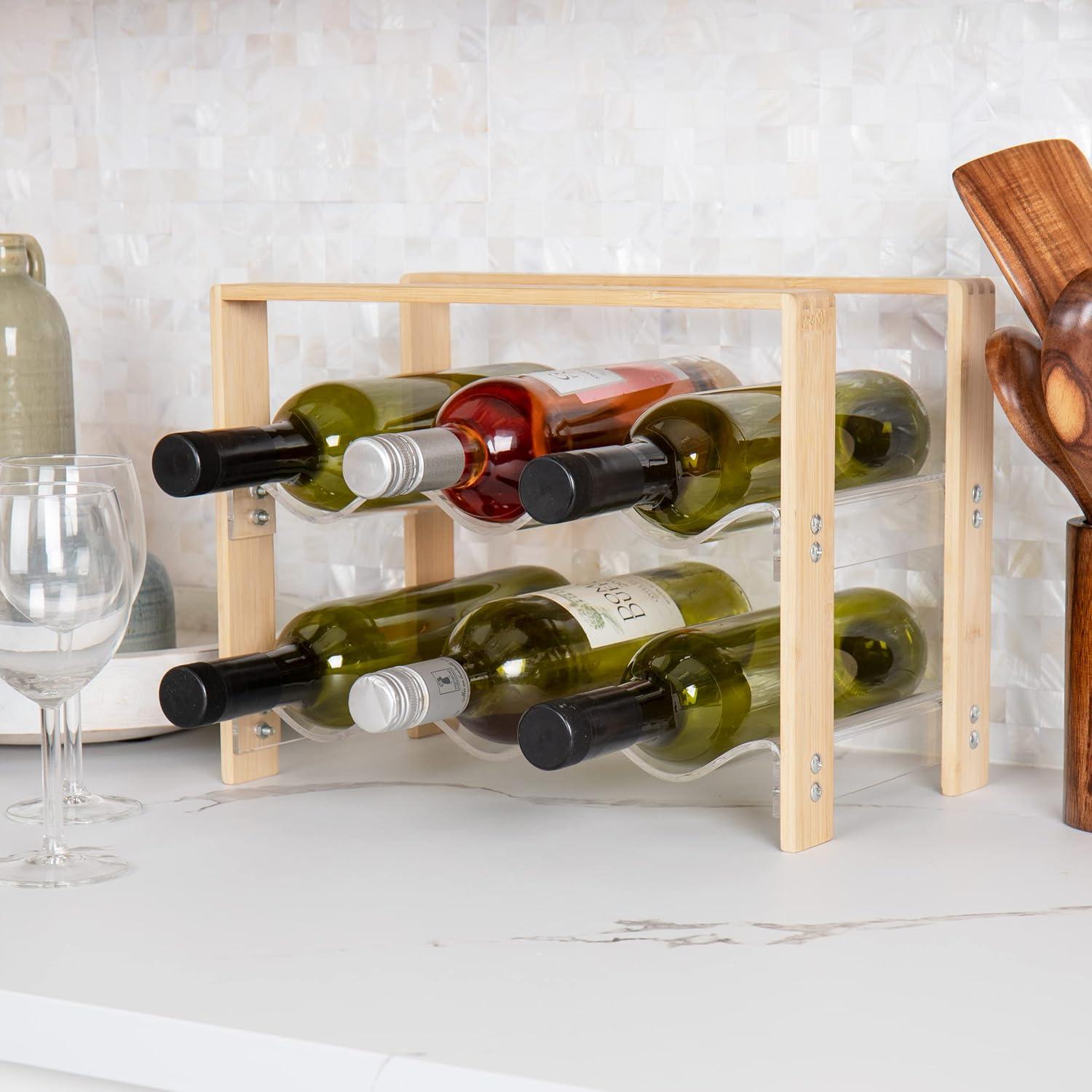 imageMind Reader Tea Bag Organizer Tea Station Countertop Caddy Rayon from Bamboo and Acrylic 1175L x 6W x 6H BrownWine Rack