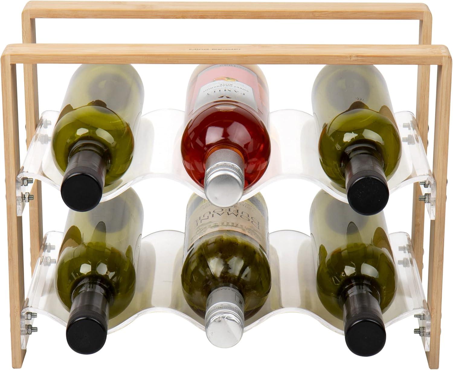 imageMind Reader Tea Bag Organizer Tea Station Countertop Caddy Rayon from Bamboo and Acrylic 1175L x 6W x 6H BrownWine Rack