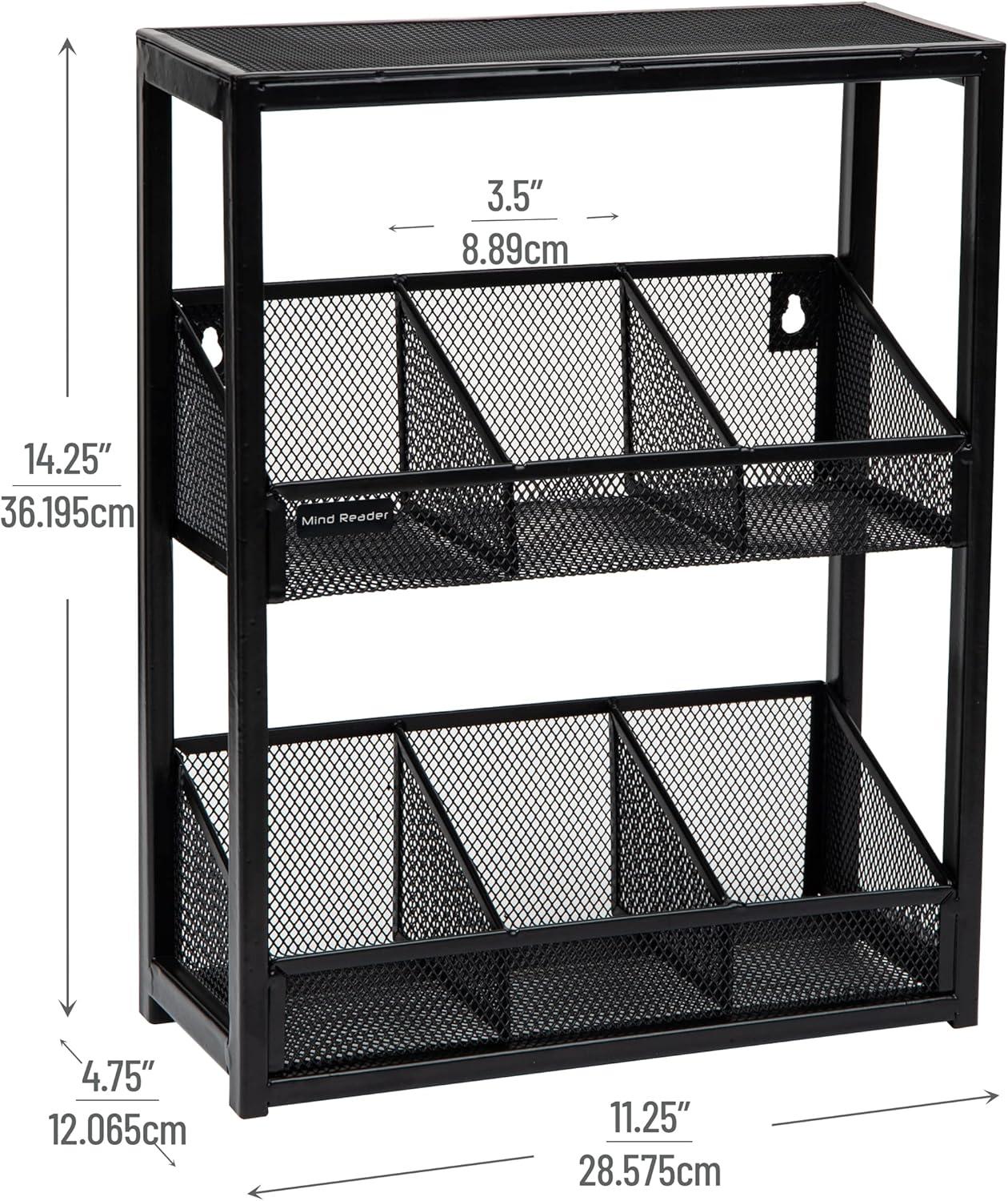 imageMind Reader Tea Box Organizer Tea Station Organizer Countertop Kitchen Metal Mesh 1125 L x 475 W x 1425 H Black