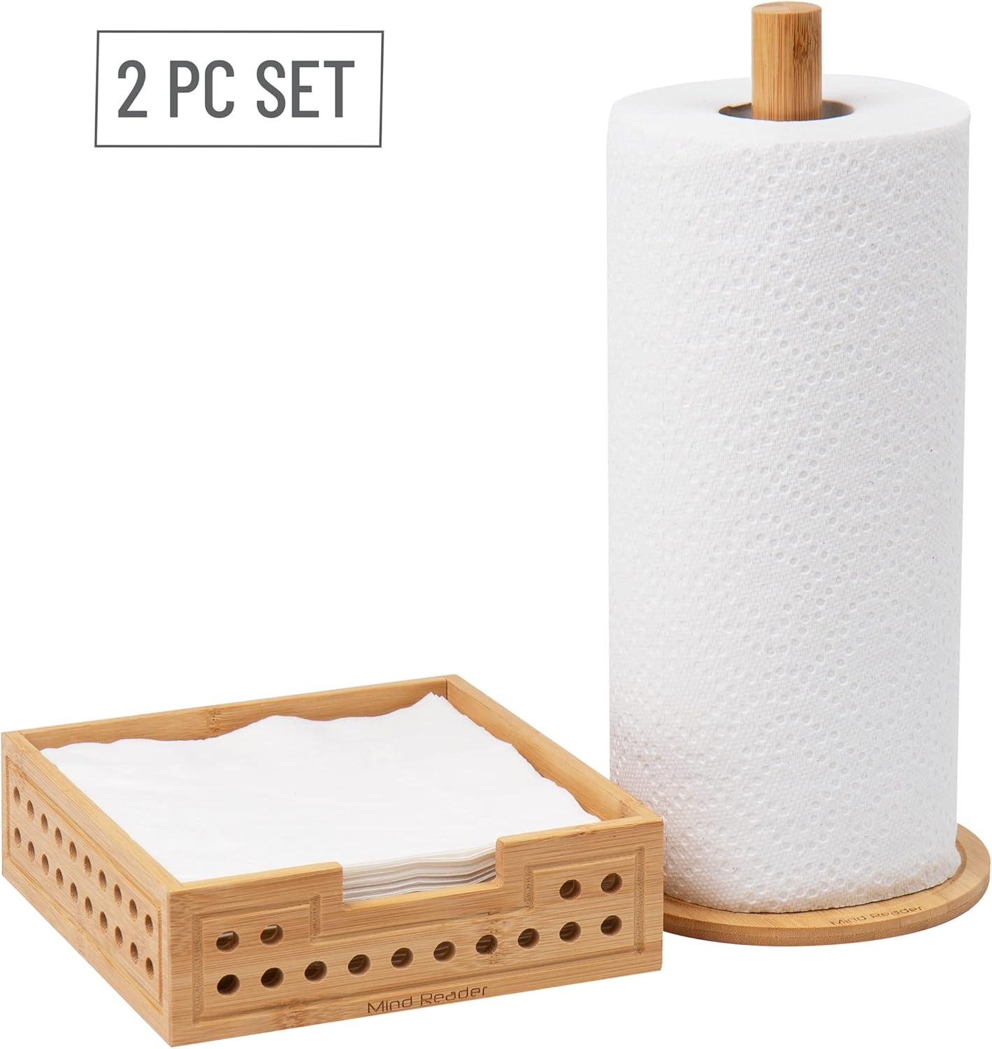 imageMind Reader Tissue Box Cover and Toilet Paper Holder Decor Rayon from Bamboo 55 L x 55 W x 55 H 2 Piece Set BrownPaper Towel and Napkin Holder