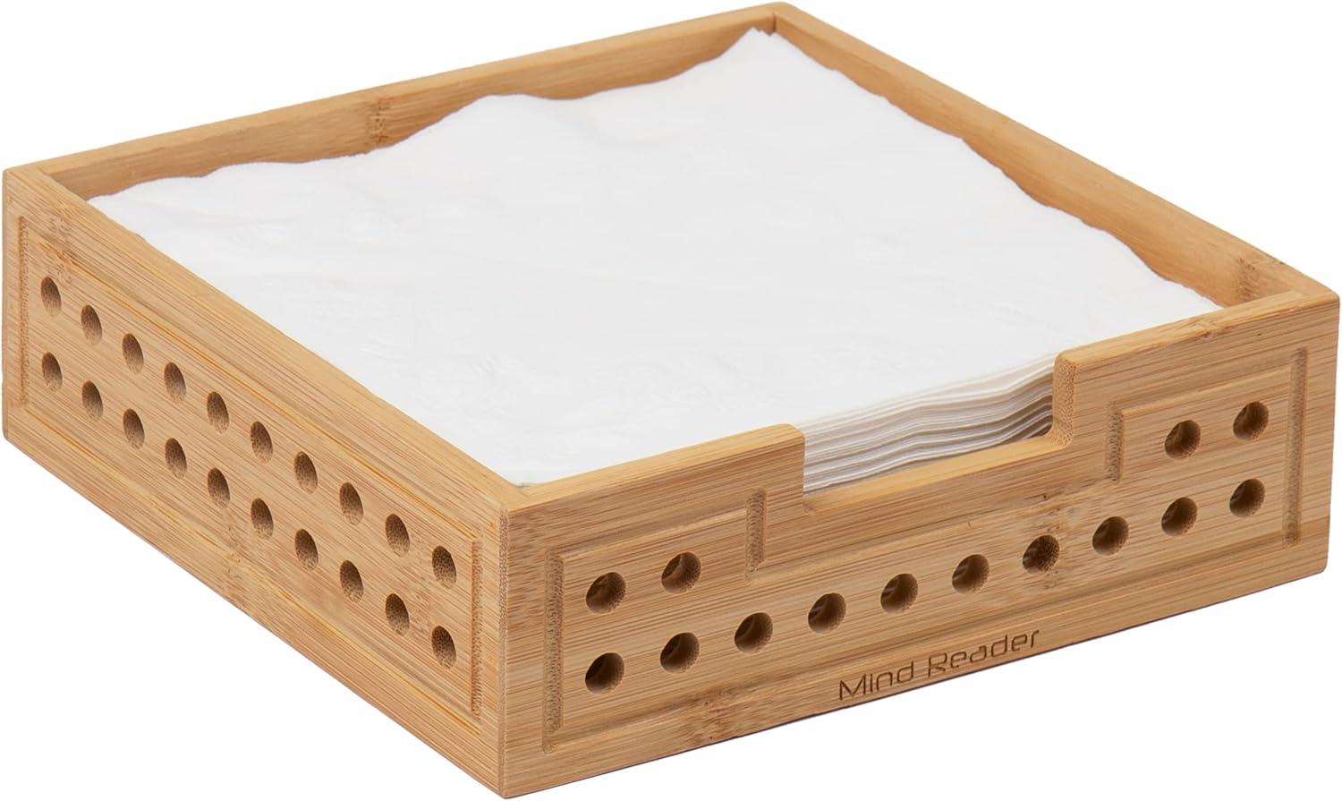 imageMind Reader Tissue Box Cover and Toilet Paper Holder Decor Rayon from Bamboo 55 L x 55 W x 55 H 2 Piece Set BrownPaper Towel and Napkin Holder