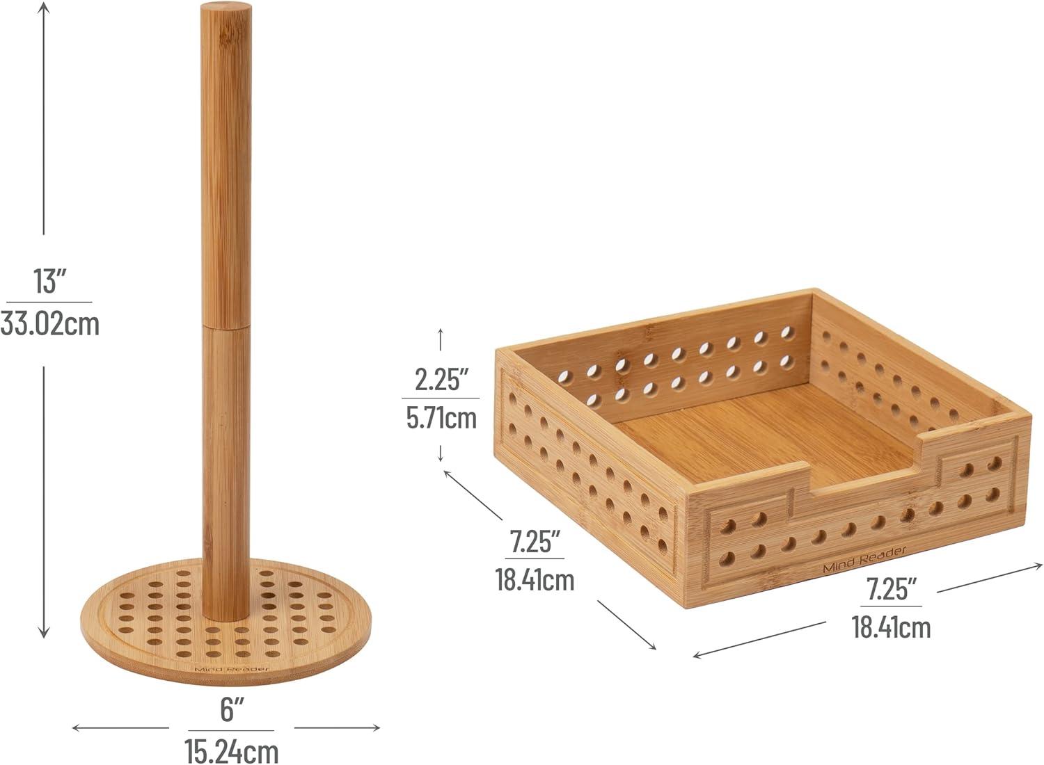 imageMind Reader Tissue Box Cover and Toilet Paper Holder Decor Rayon from Bamboo 55 L x 55 W x 55 H 2 Piece Set BrownPaper Towel and Napkin Holder