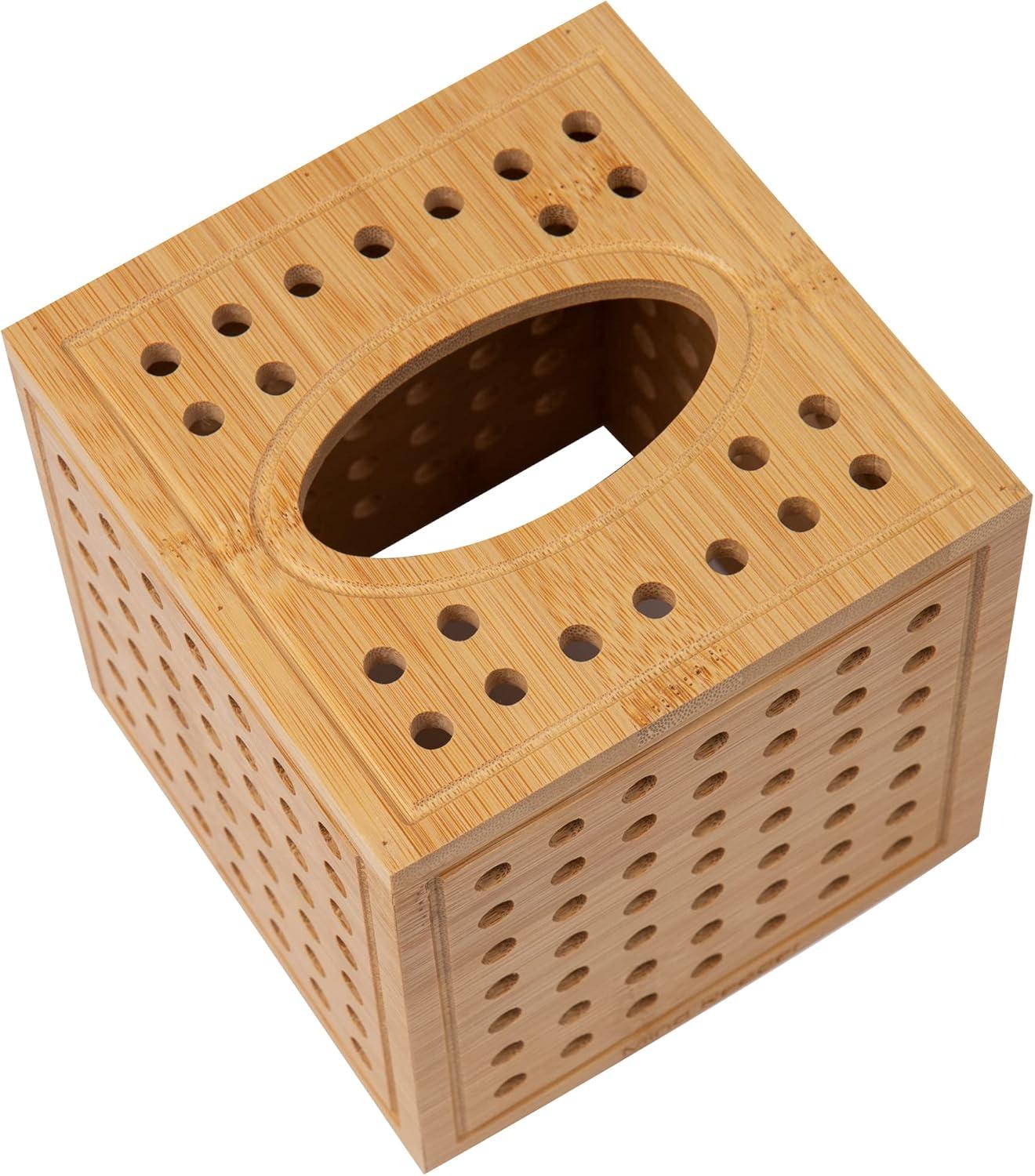imageMind Reader Tissue Box Cover and Toilet Paper Holder Decor Rayon from Bamboo 55 L x 55 W x 55 H 2 Piece Set BrownTissue Box Cover and Toilet Paper Holder