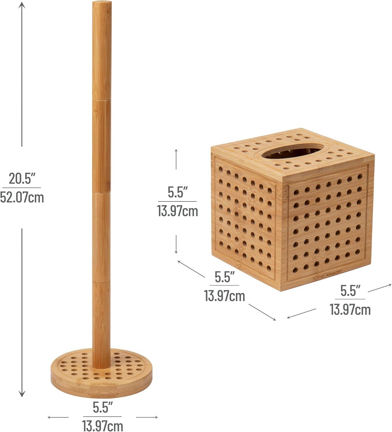 imageMind Reader Tissue Box Cover and Toilet Paper Holder Decor Rayon from Bamboo 55 L x 55 W x 55 H 2 Piece Set BrownTissue Box Cover and Toilet Paper Holder