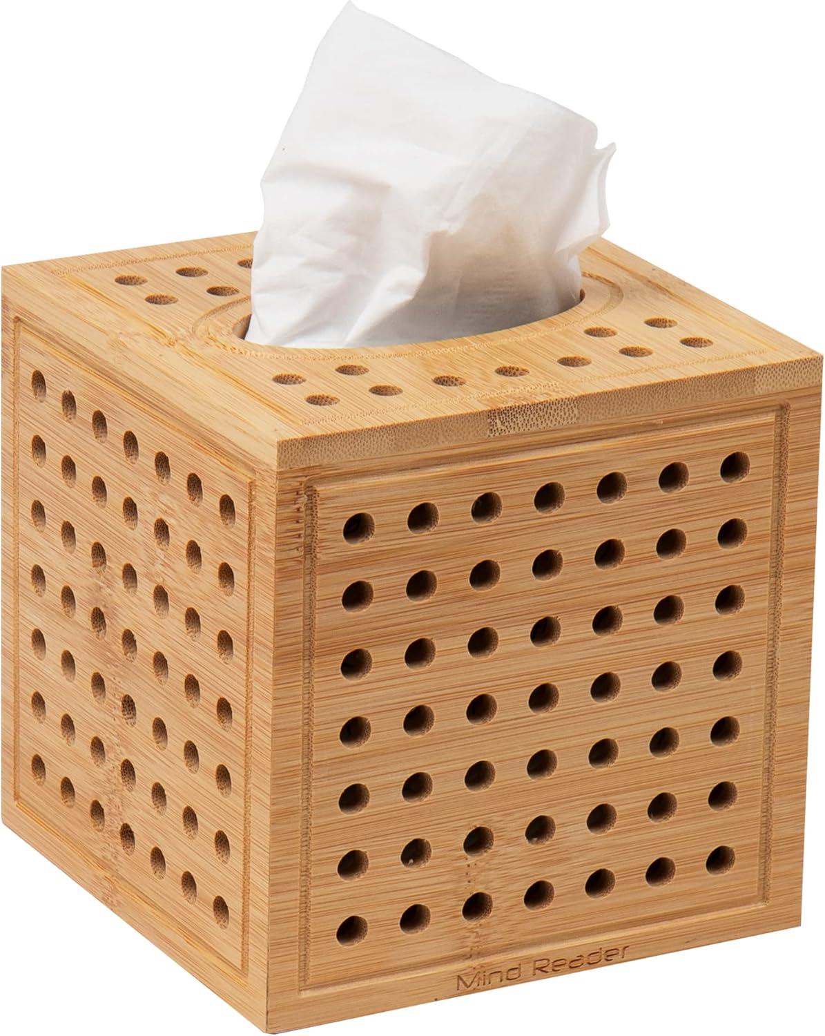 imageMind Reader Tissue Box Cover and Toilet Paper Holder Decor Rayon from Bamboo 55 L x 55 W x 55 H 2 Piece Set BrownTissue Box Cover and Toilet Paper Holder