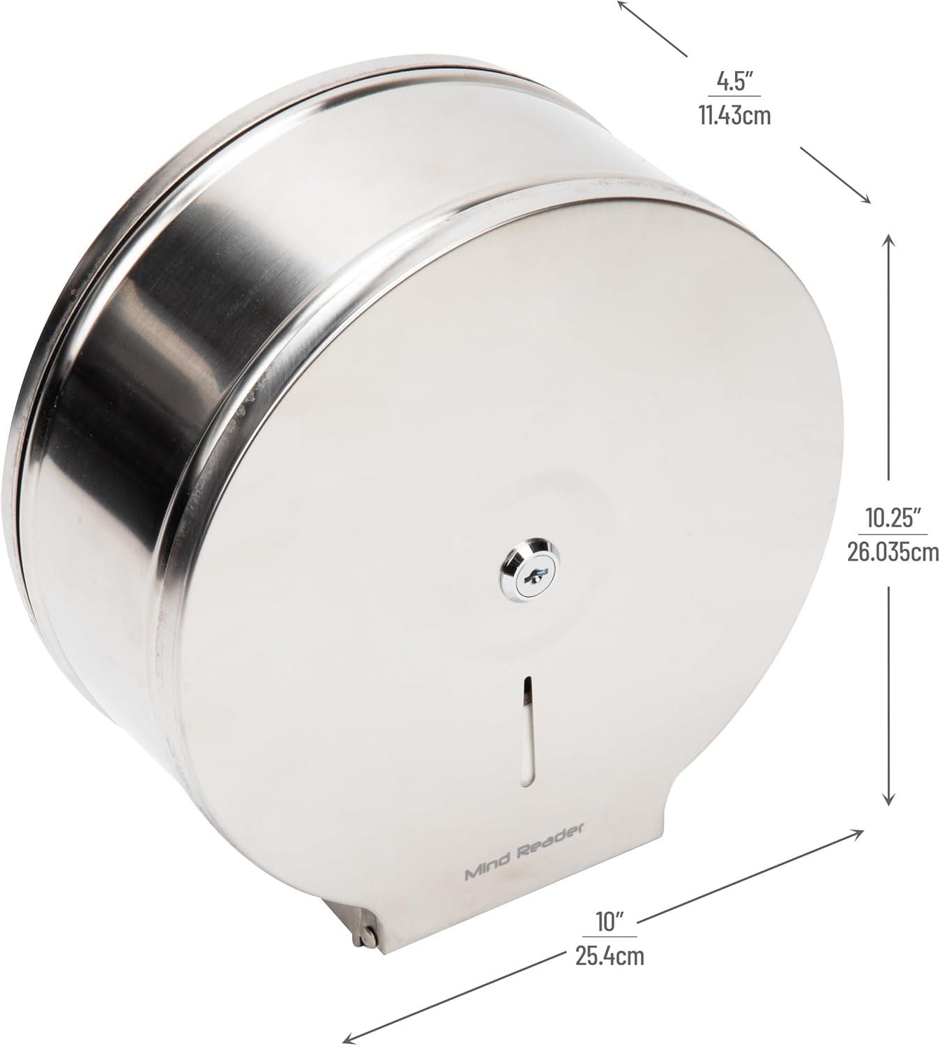 imageMind Reader Toilet Paper Dispenser Wall Mount Lock with Key Restroom Stainless Steel 10L x 1025W x 45H SilverSilver