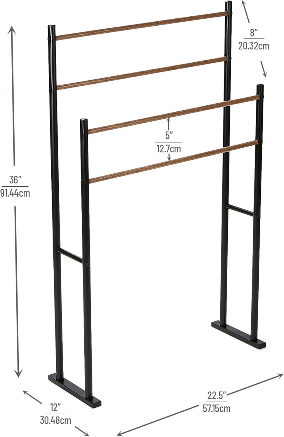 imageMind Reader Towel Rack Bathroom Storage Drying Stand Hot Tub Accessory Freestanding Metal 226 L x 12 W x 36 H BlackBlack