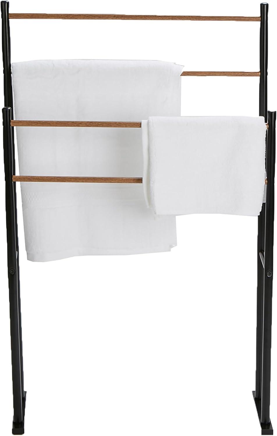 imageMind Reader Towel Rack Bathroom Storage Drying Stand Hot Tub Accessory Freestanding Metal 226 L x 12 W x 36 H BlackBlack