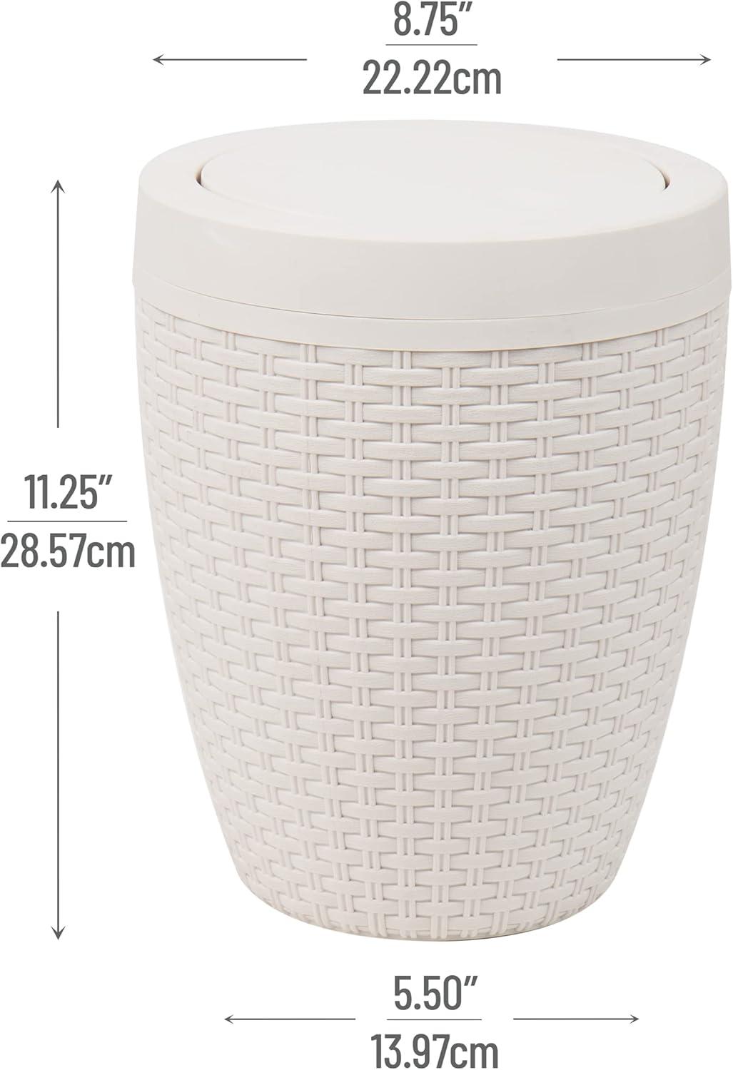 imageMind Reader Trash Can 55L 15 gal Capacity Bathroom Decor Hands Free Lid Square 775 L x 775 W x 11 H IvoryIvory Round Bin