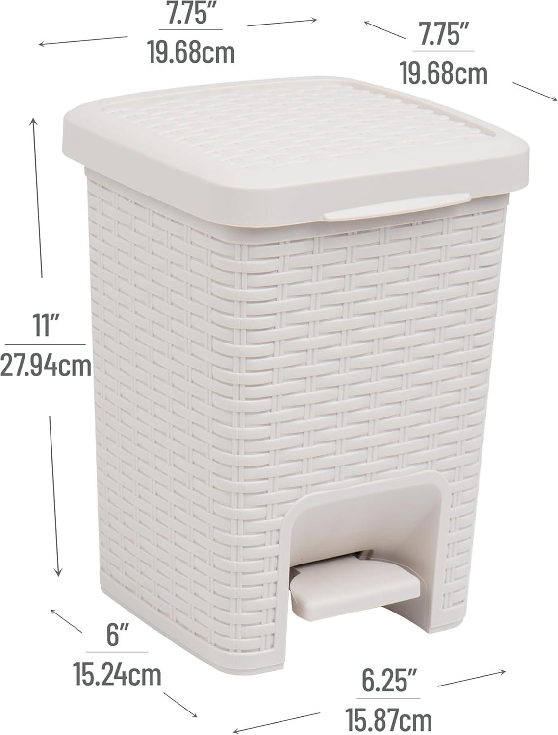 imageMind Reader Trash Can 55L 15 gal Capacity Bathroom Decor Hands Free Lid Square 775 L x 775 W x 11 H IvoryIvory Square Bin