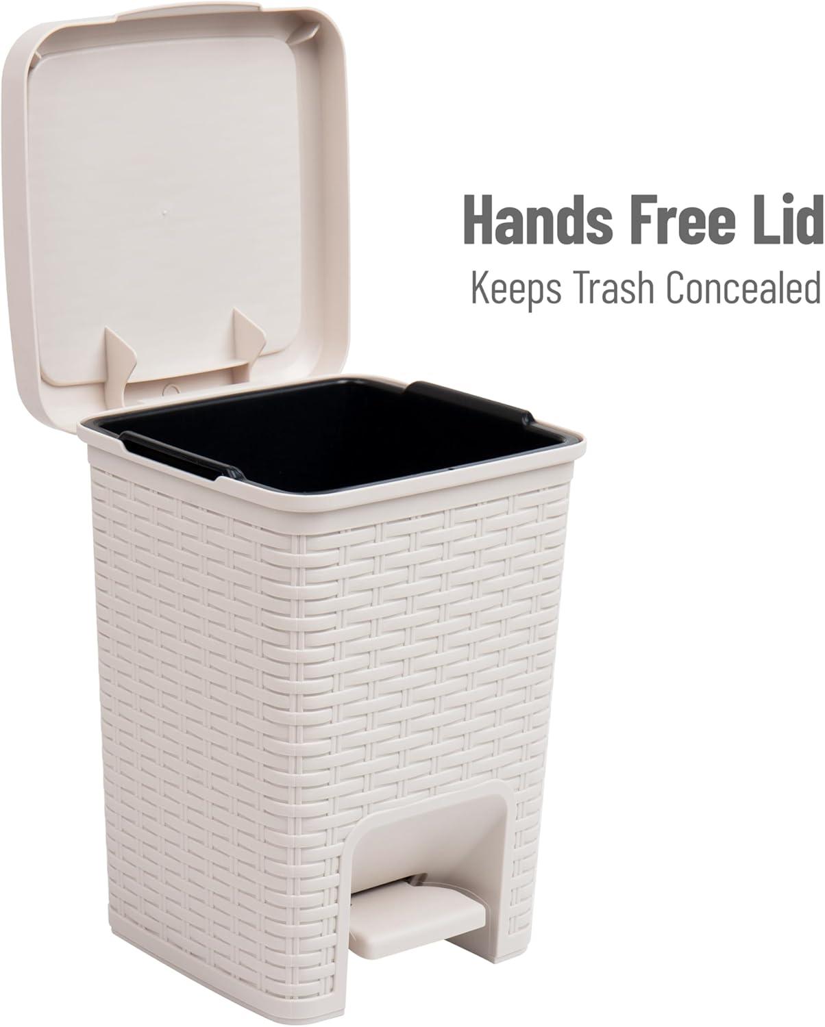 imageMind Reader Trash Can 55L 15 gal Capacity Bathroom Decor Hands Free Lid Square 775 L x 775 W x 11 H IvoryIvory Square Bin