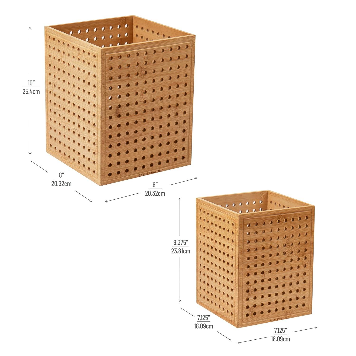 imageMind Reader Trash Can Set of 2 Waste Paper Basket Office Bedroom Restroom Rayon from Bamboo 8 L x 8 W x 10 H Brown