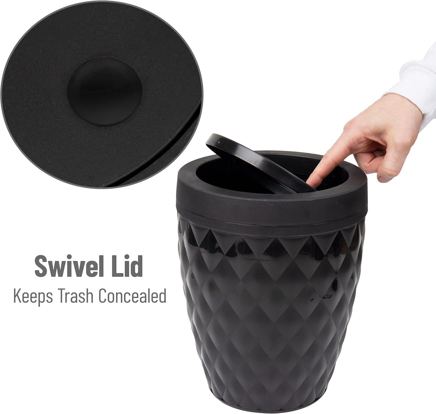 imageMind Reader Trash Can and Toilet Brush Set Bathroom Decor Swivel Lid Accessories 875 W x 1125 H 2 Piece Set GrayBlack