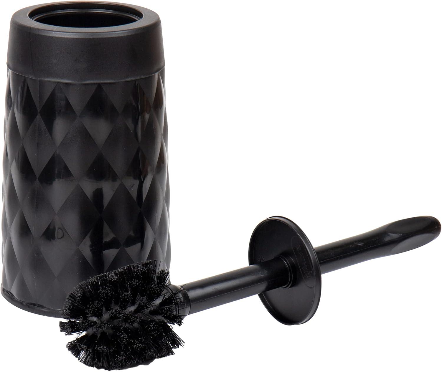imageMind Reader Trash Can and Toilet Brush Set Bathroom Decor Swivel Lid Accessories 875 W x 1125 H 2 Piece Set GrayBlack