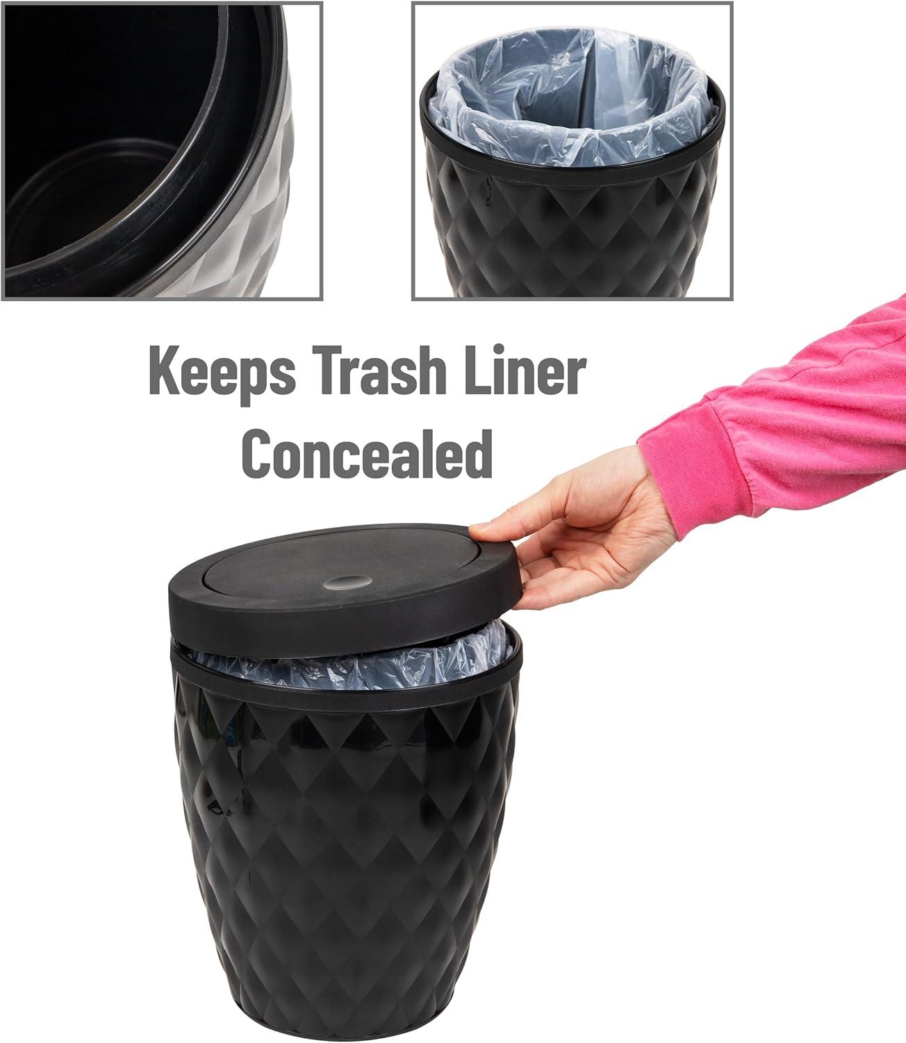 imageMind Reader Trash Can and Toilet Brush Set Bathroom Decor Swivel Lid Accessories 875 W x 1125 H 2 Piece Set GrayBlack