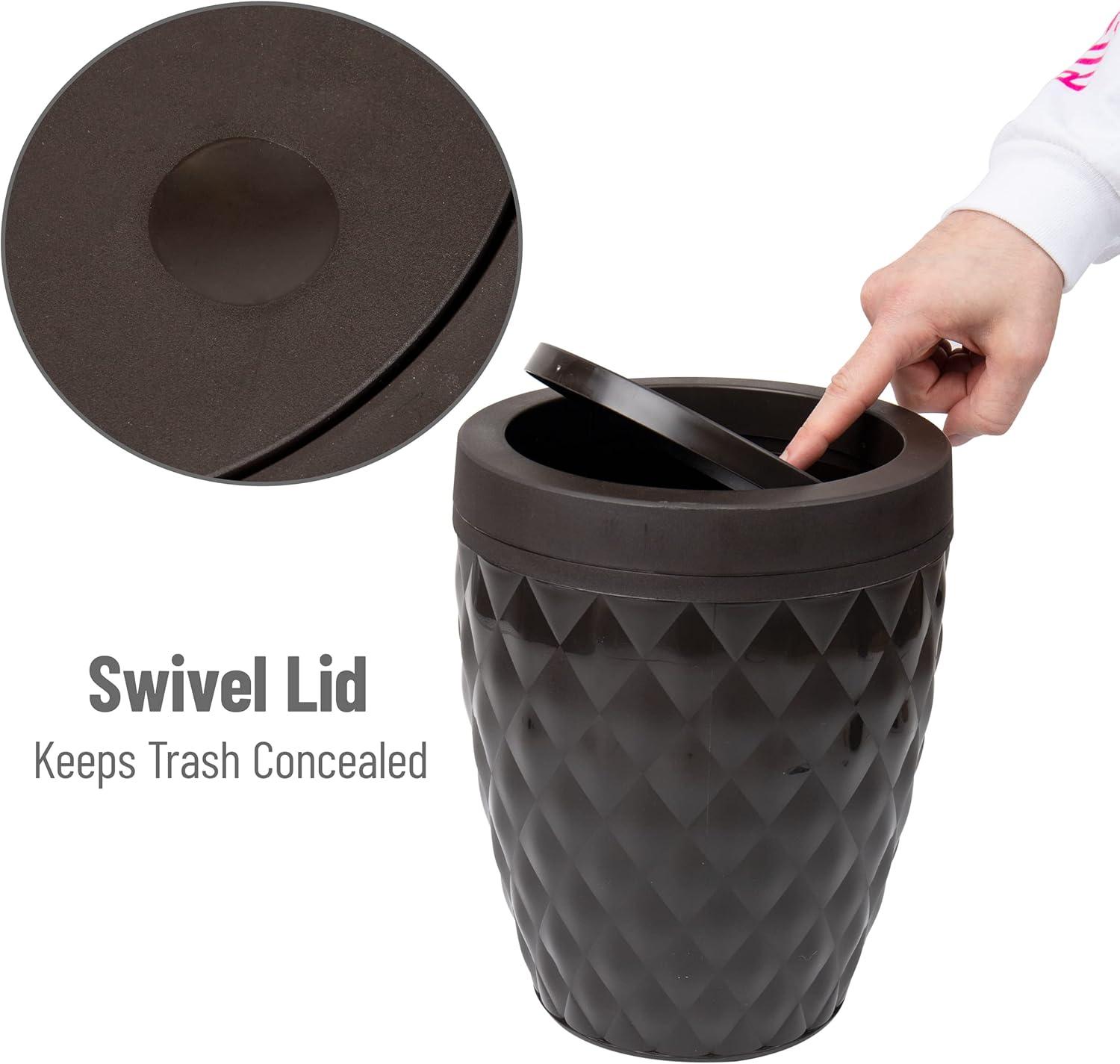 imageMind Reader Trash Can and Toilet Brush Set Bathroom Decor Swivel Lid Accessories 875 W x 1125 H 2 Piece Set GrayBrown
