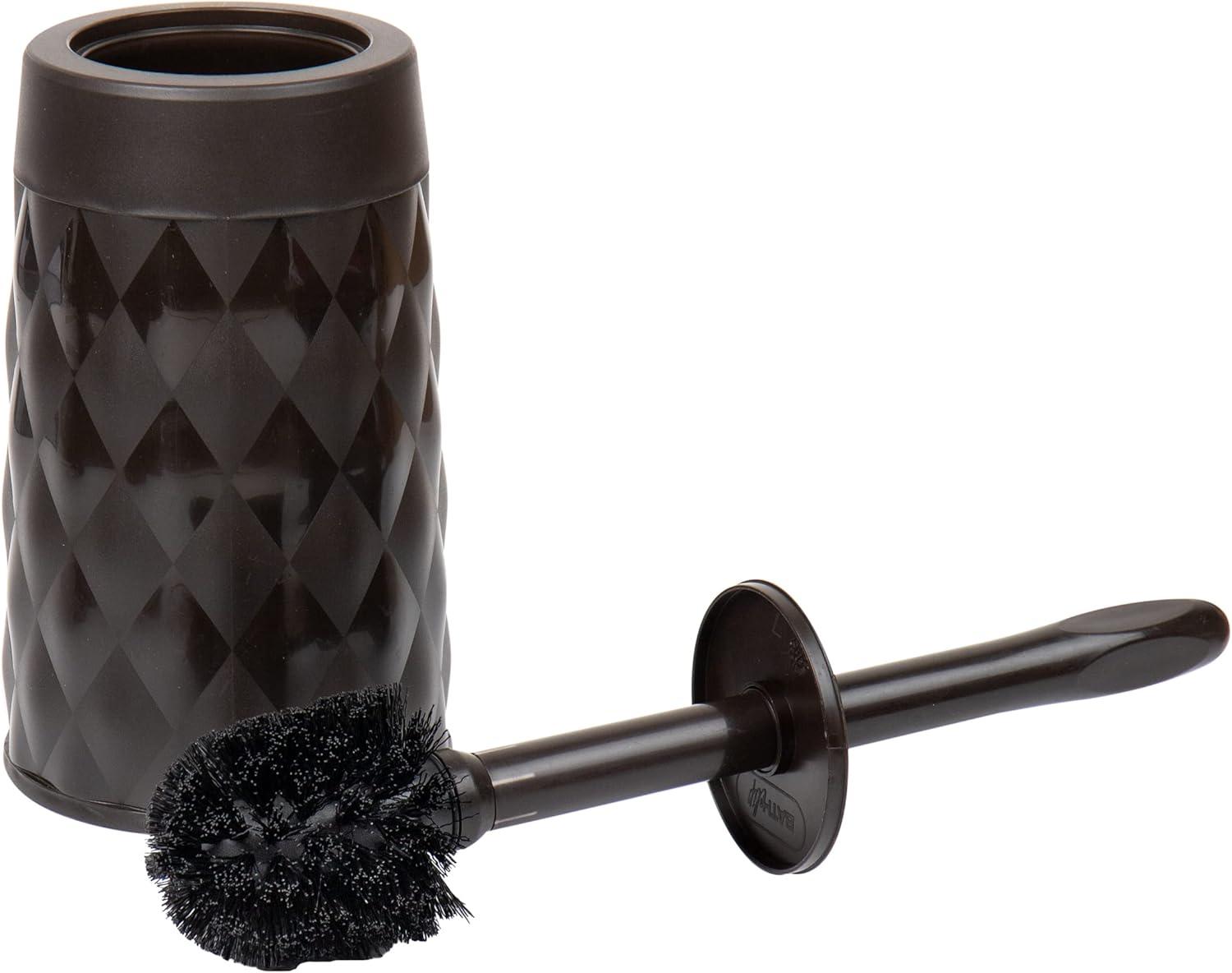 imageMind Reader Trash Can and Toilet Brush Set Bathroom Decor Swivel Lid Accessories 875 W x 1125 H 2 Piece Set GrayBrown
